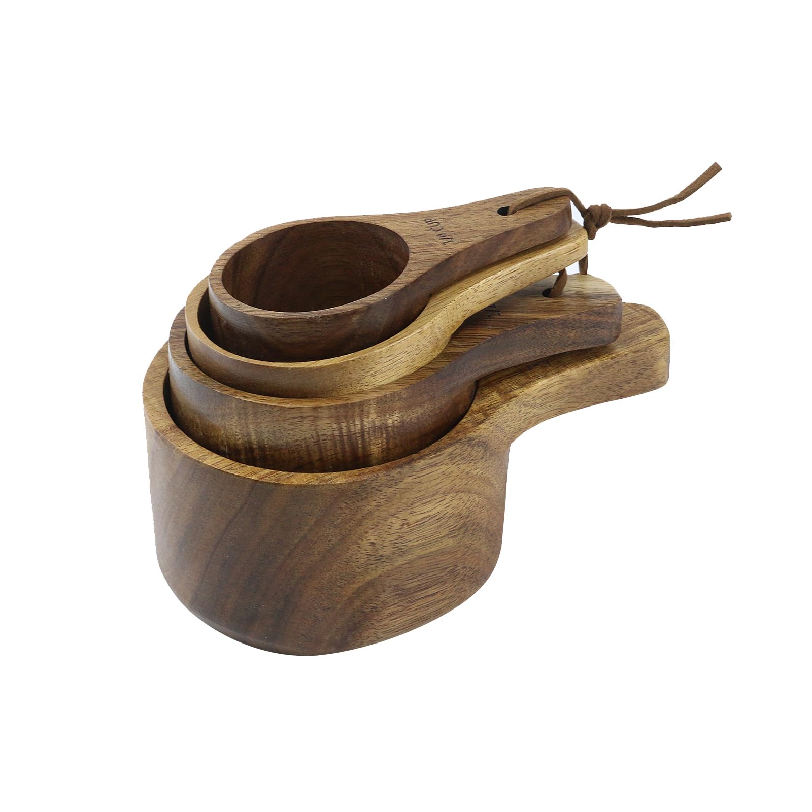 Mewutal 4Pcs/Set Wooden Measuring Cup And Measuring Spoon Kit For Baking Cooking Spice Coffee Tea Milk Powder