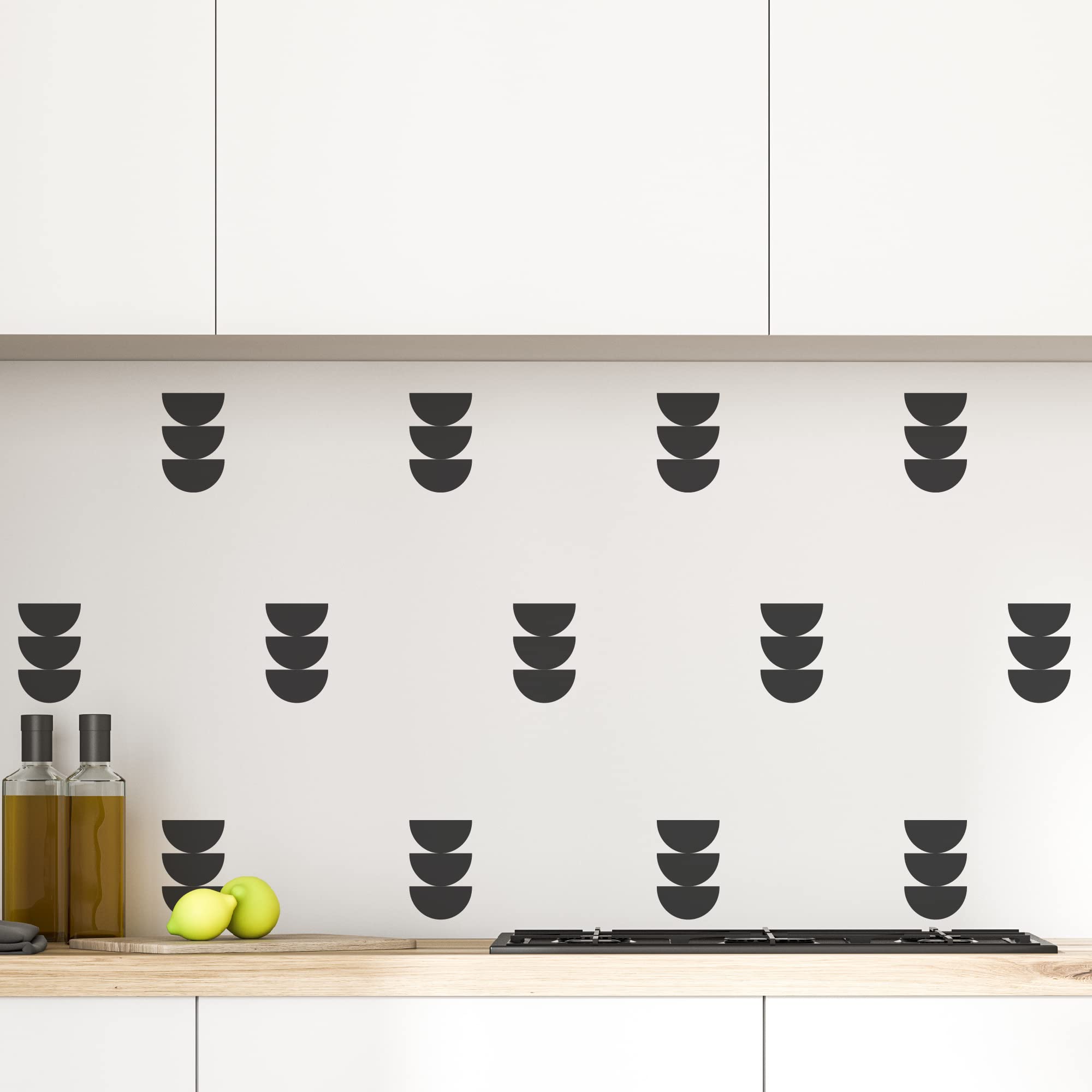 Shyjshyj A Room With Black Semicircle Vinyl Wall Stickers, Peel And Stick Boho Art Decor For Kid Room, Bedroom, Living Room Scan