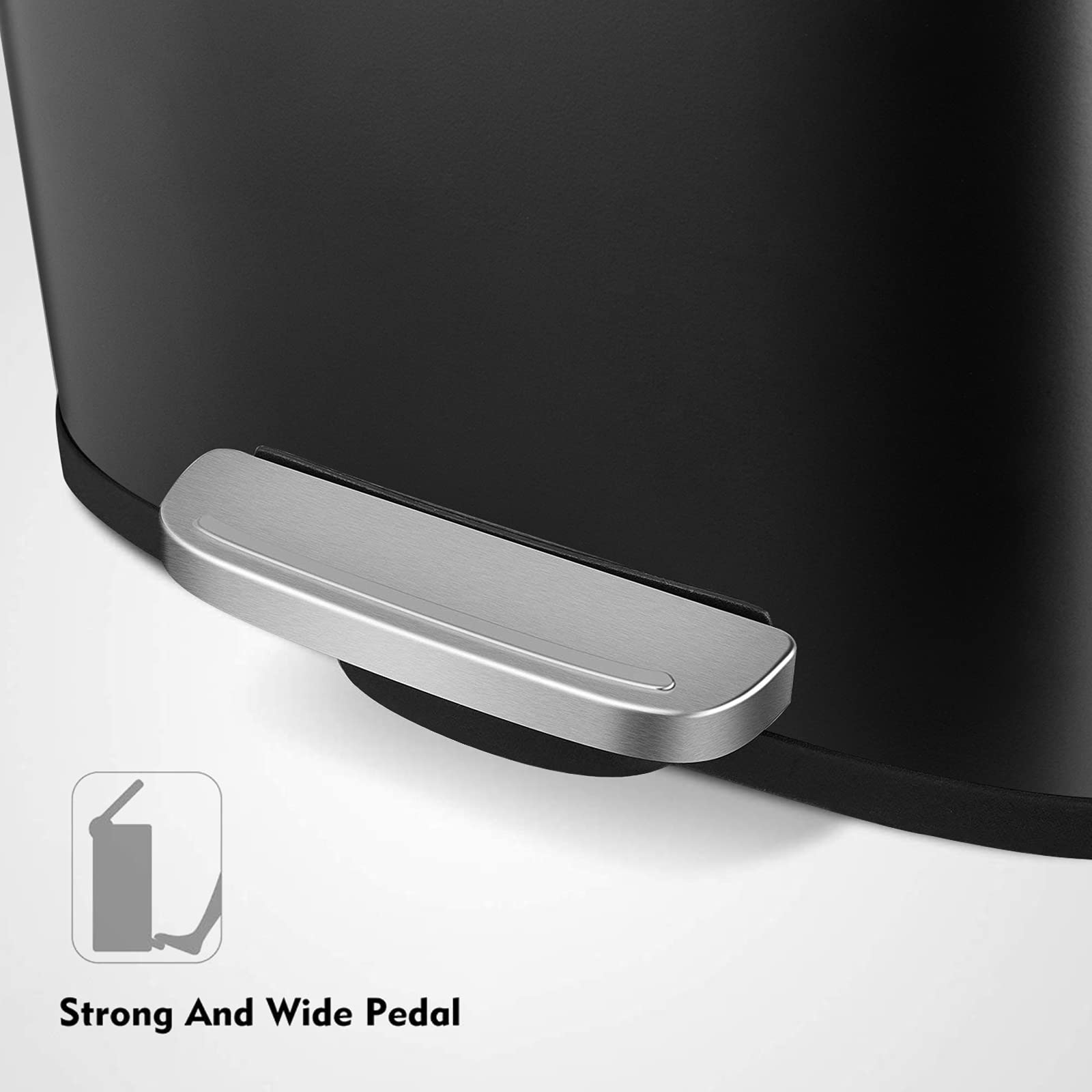 Athlike Trash Can, Stainless Steel Kitchen Garbage Can, Step Waste Bin With Hinged Lid And Removable Inner Bucket, Soft-Close, D