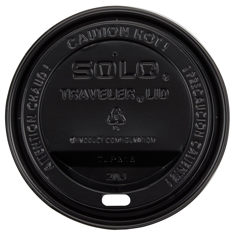 Dart Solo Tlb316-0004 Traveler Black Dome Hot Cup Lid With Sip Hole 100/Pack