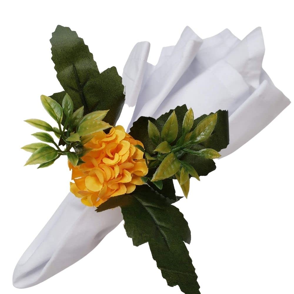 Maison Charlo | Set Of 4 Napkin Rings Chrysanthemum Charm |Napkin Ring Holders For Formal And Casual Dining Table Decor- Sunshin