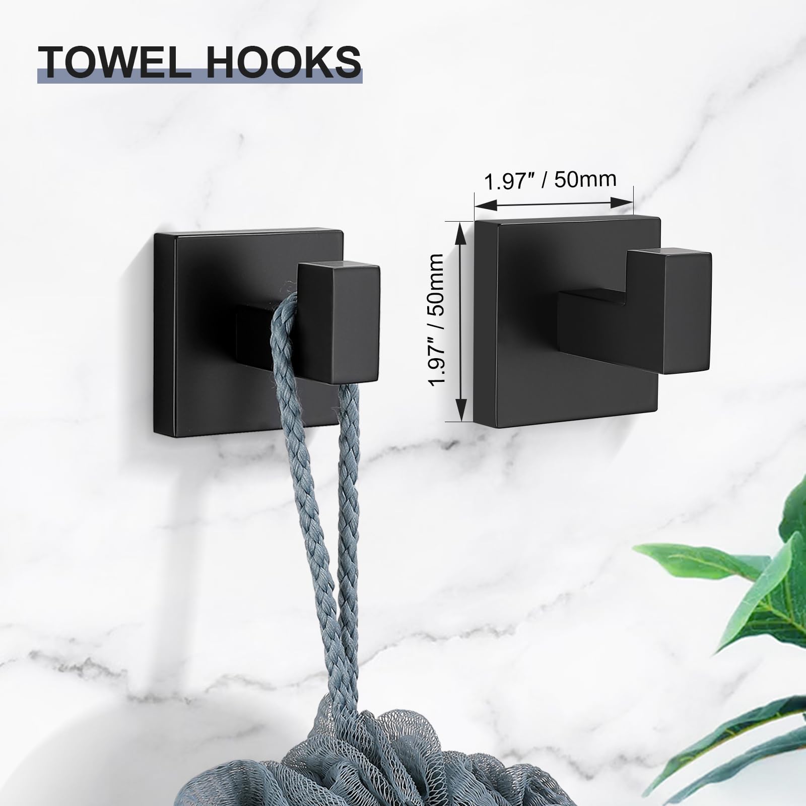 Tnoms 5 Pieces Matte Black Towel Bar Set,Bathroom Hardware Set Towel Racks Set For Bathroom Sus304 Stainless Steel Bathroom Acce