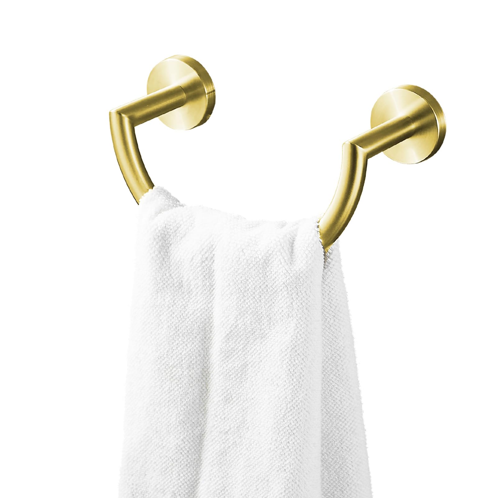 BigBig Home Brushed Gold Hand Towel Holder, Bathroom Towel Ring Stainless Steel, Semi-Circular Hand Towel Hanger Racks Wall Moun