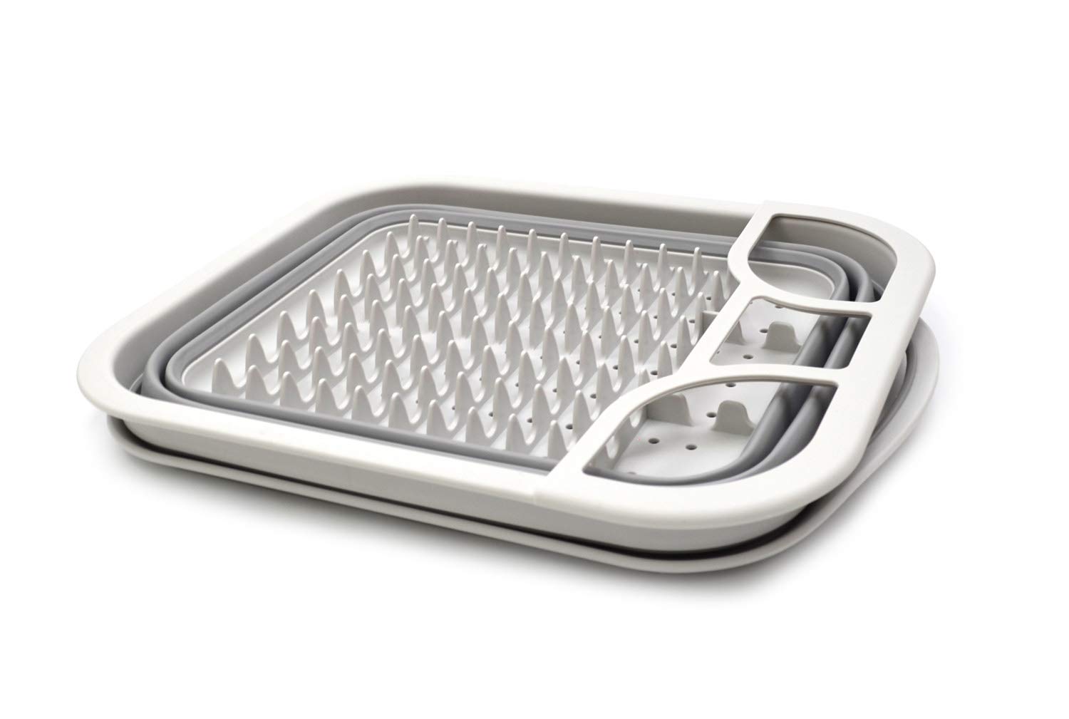 Sammart - Collapsible Dish Rack With Drainboard For Drying Dishes And Utensil - Foldable Design With Dinnerware Storage Tray- Pe
