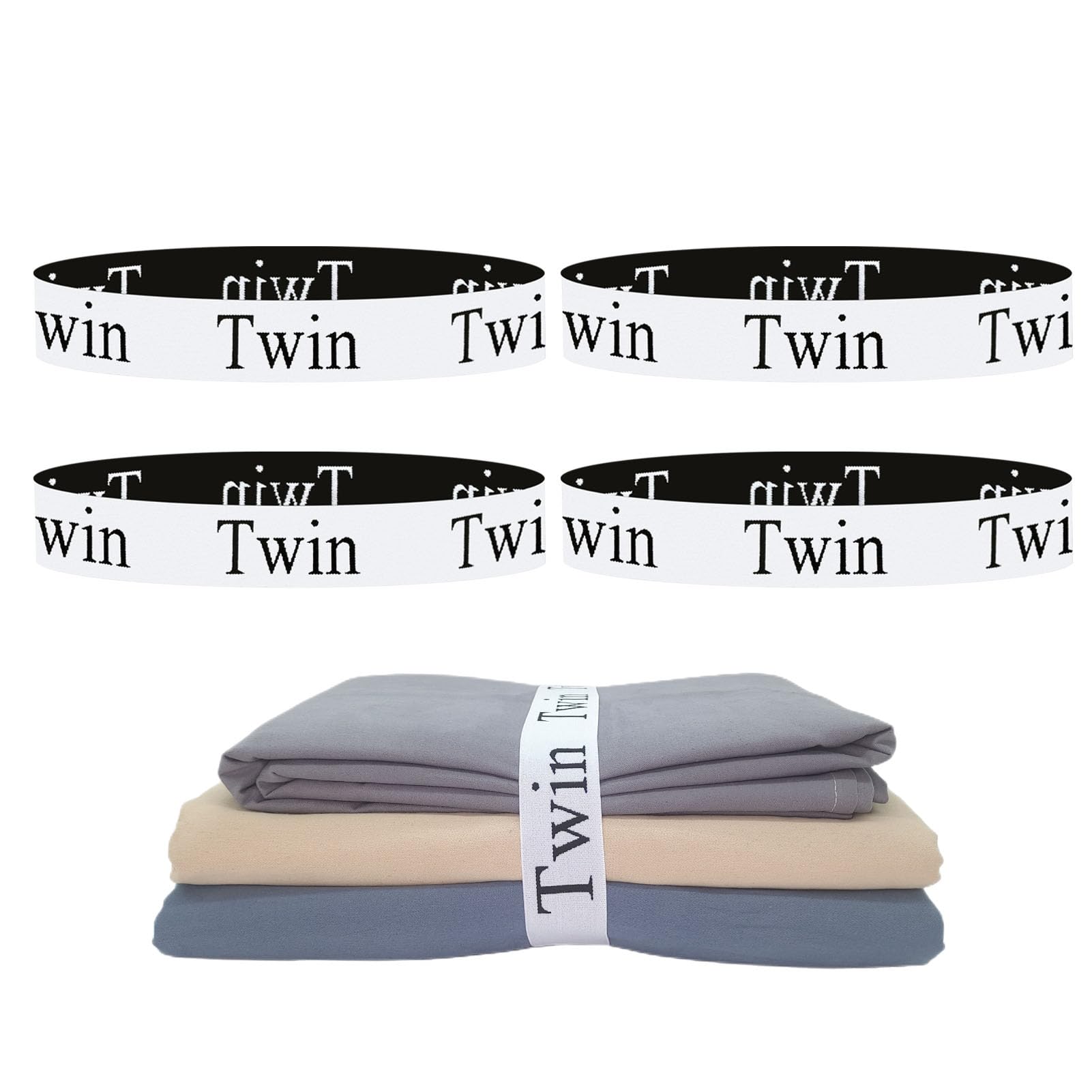 Yermivie 4 Pieces Bed Sheet Organizer Bands, Sheet Organizers And Storage Label Bands, Sheet Label For Bedding, Sheets Organizer