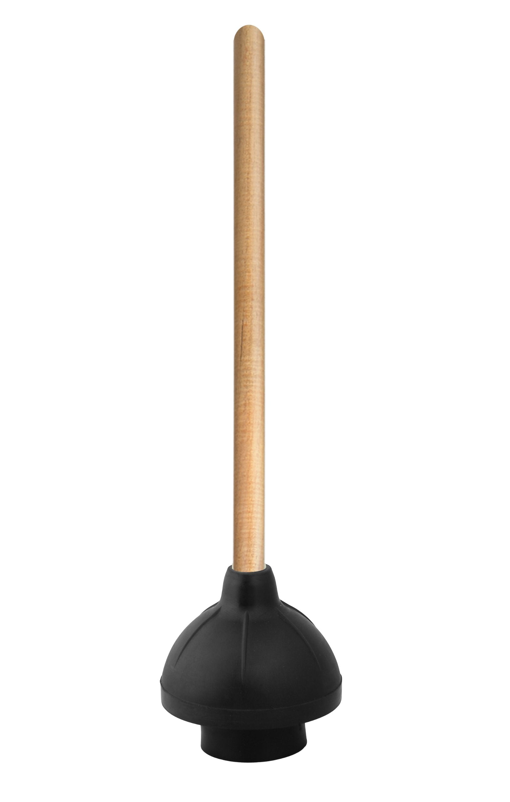 Superio Heavy Duty Plunger with 21 Inch Wooden Handle, Black Rubber - Classic Toilet Plunger, Heavy Duty, Double Thrust Force Cu