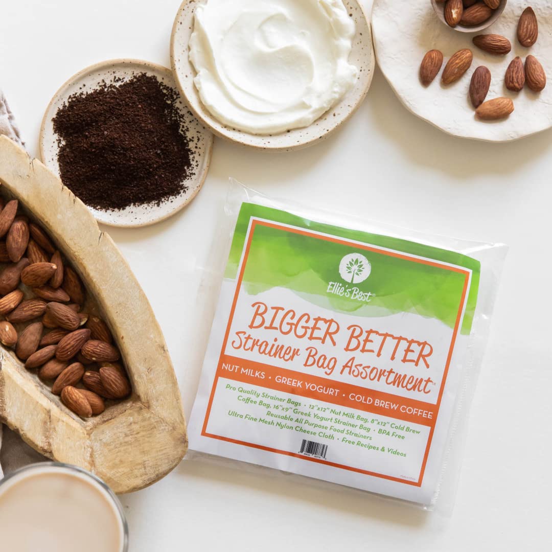 Pro Quality Nut Milk Bags, Greek Yogurt Strainer Bag & Cold Brew Coffee Bag - Commercial Grade Reusable All Purpose Almond Milk