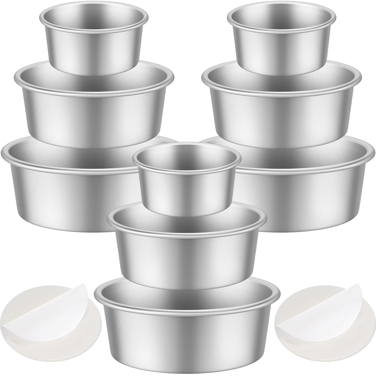 Mumufy 9 Pieces Round Cake Pans Aluminum Cake Pan Set Non Stick Small Cake Pans Sets Round Cheesecake Baking Pans For Home Party
