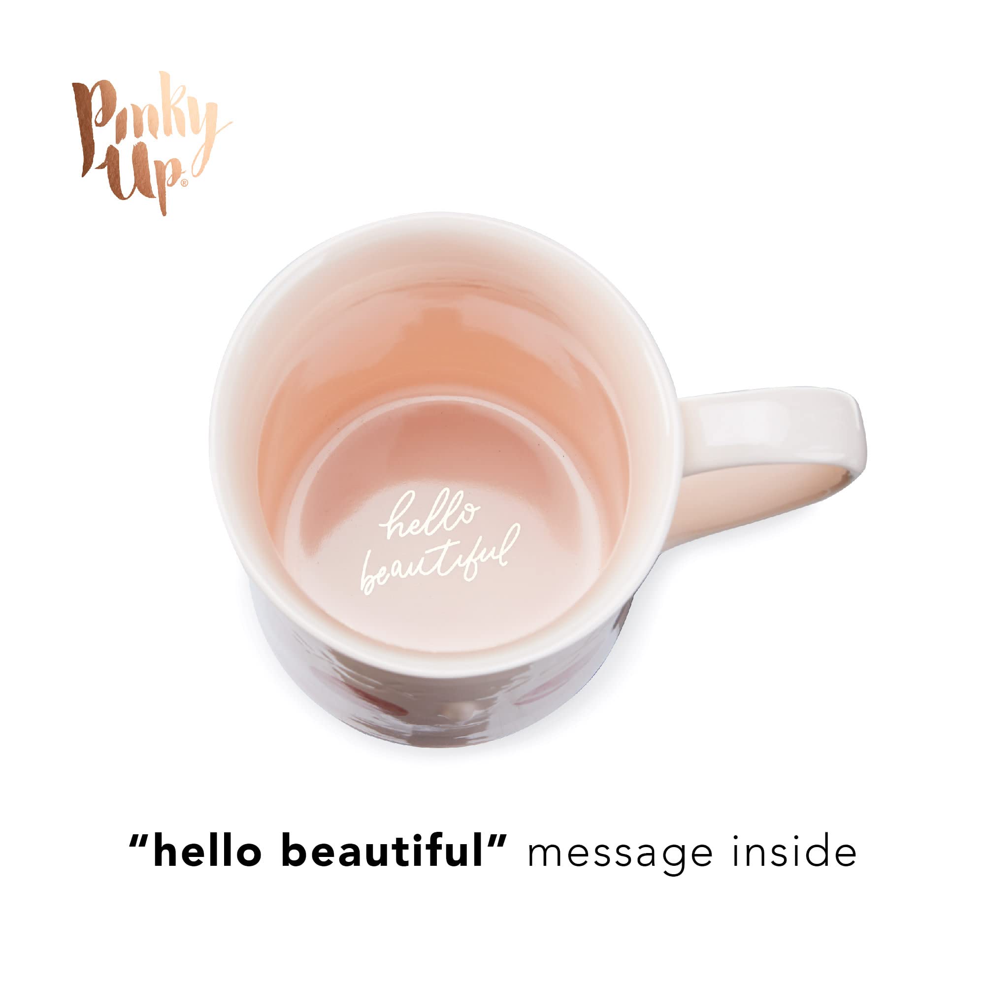 Pinky Up Annette Ceramic Tea Mug And Loose Leaf Tea Infuser, Loose Leaf Tea Accessories, Tea Tumbler Cup, Hello Beautiful, 12 Oz