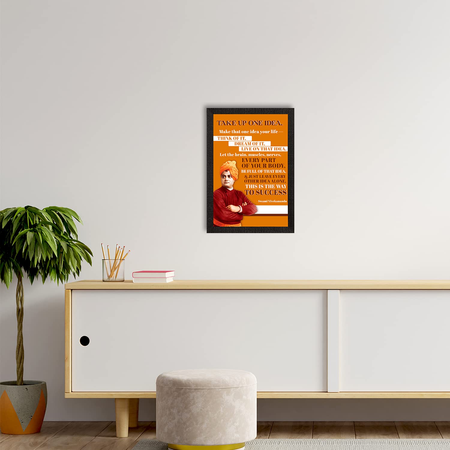 eCraftIndia Take Up One Idea Swami Vivekananda Motivational Quote Painting Digital Printed Wall Art - Inspirational Office, Livi