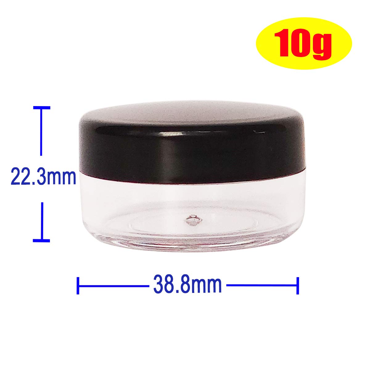 Wopanxye 30Pack 10 Gram Small Makeup Sample Container, 10Ml Cosmetic Jar With Black Lid, 10G Refillable Empty Sample Jars, Trave