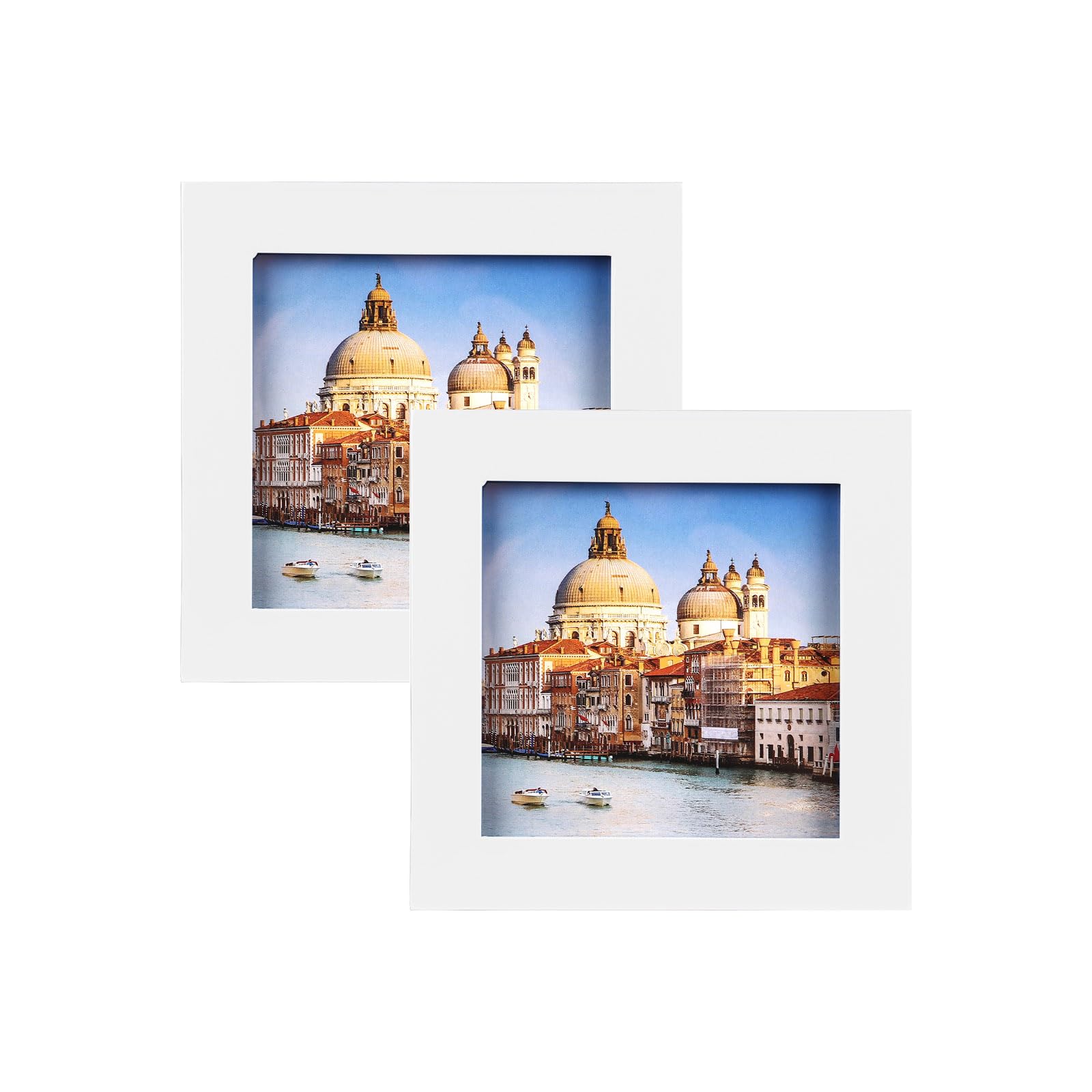 wyooxoo 4x4 Picture Frames Set of 2 Solid Wood Photo Frames Colorful Frame with HD Plexiglass, Wall or Tabletop Display, White