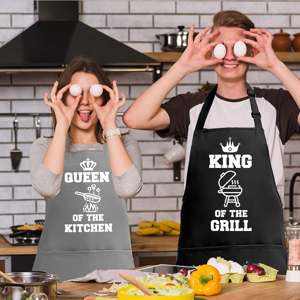 Saukore Funny Aprons For Couple, His And Hers Aprons Set, Kitchen Aprons With 2 Pockets For Cooking Grilling Baking, Anniversary