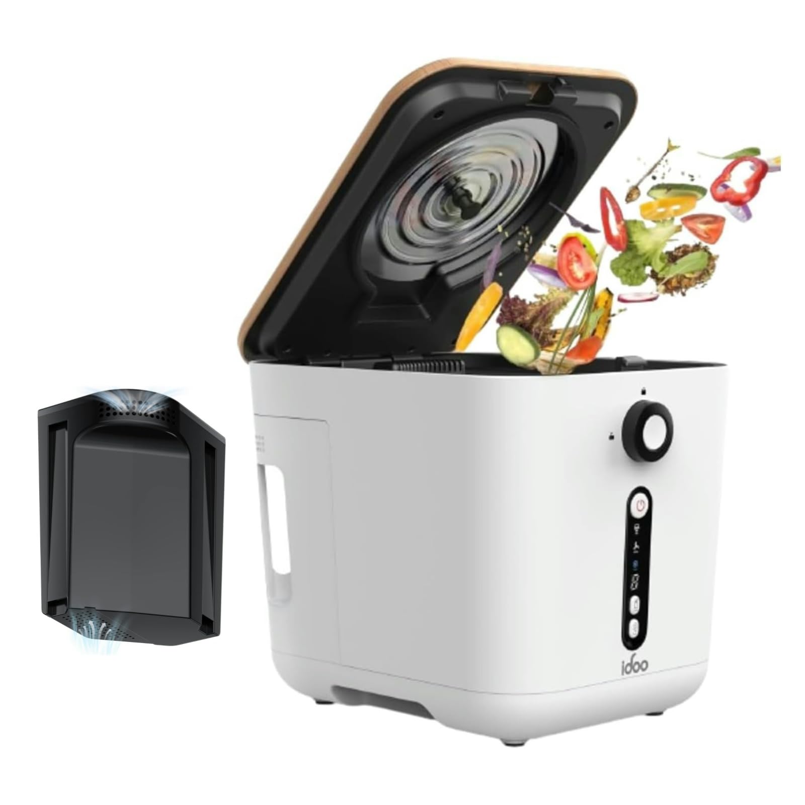 iDOO Electric Composter for Kitchen, 3L Countertop Compost Bin, Odorless Kitchen Composter, Indoor/Outdoor Compost Machine, Turn