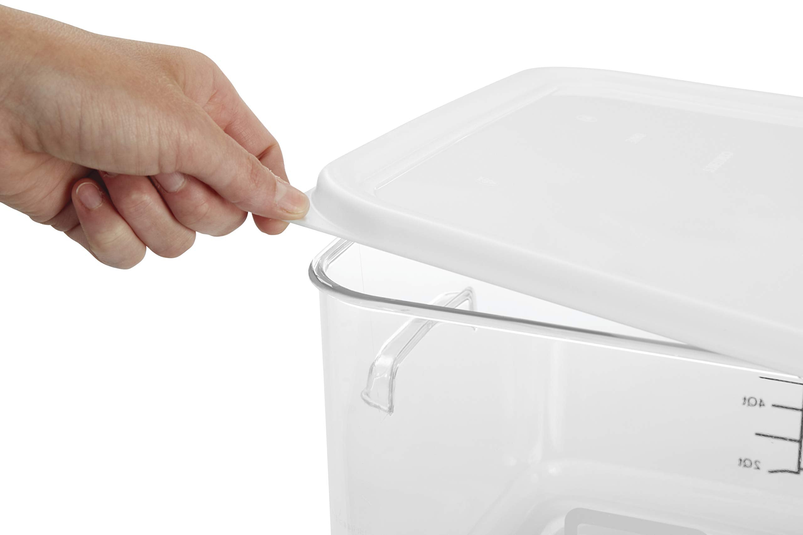 Rubbermaid Commercial Products Plastic Space Saving Square Food Storage Container For Kitchen/Sous Vide/Food Prep, 18 Quart, Cle
