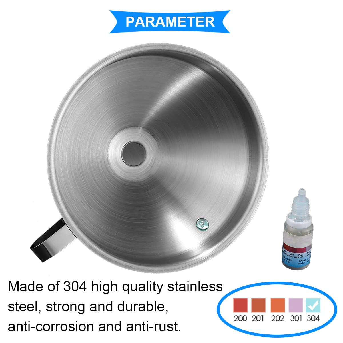 Dkardu 304 Stainless Steel Funnel Resin Filter For Resin 3D Printer, Transferring Liquids, Oil, With Removal Stainless Steel Str