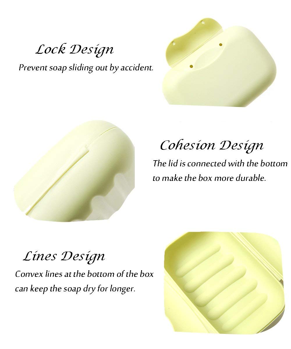Reton 4 Pcs Travel Soap Container, Portable Soap Holder Dish, Plastic Shampoo Bar Box Case For Bathroom, Shower, Camping, Gym, O