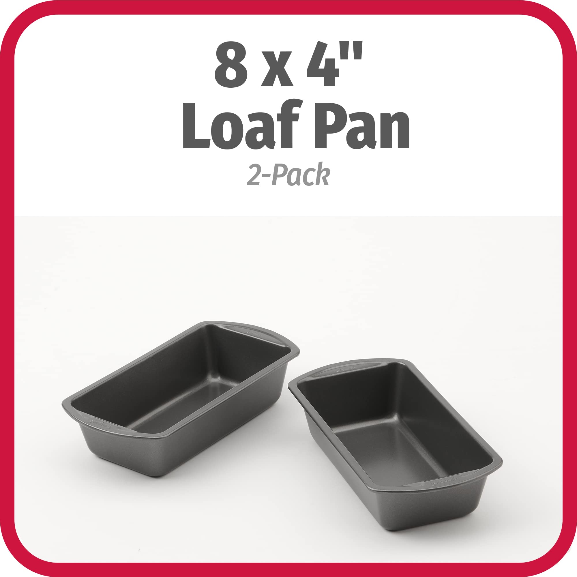 Goodcook Set Of 2 Medium 8'' X 4'' Nonstick Steel Bread Loaf Pans, Gray (4244)