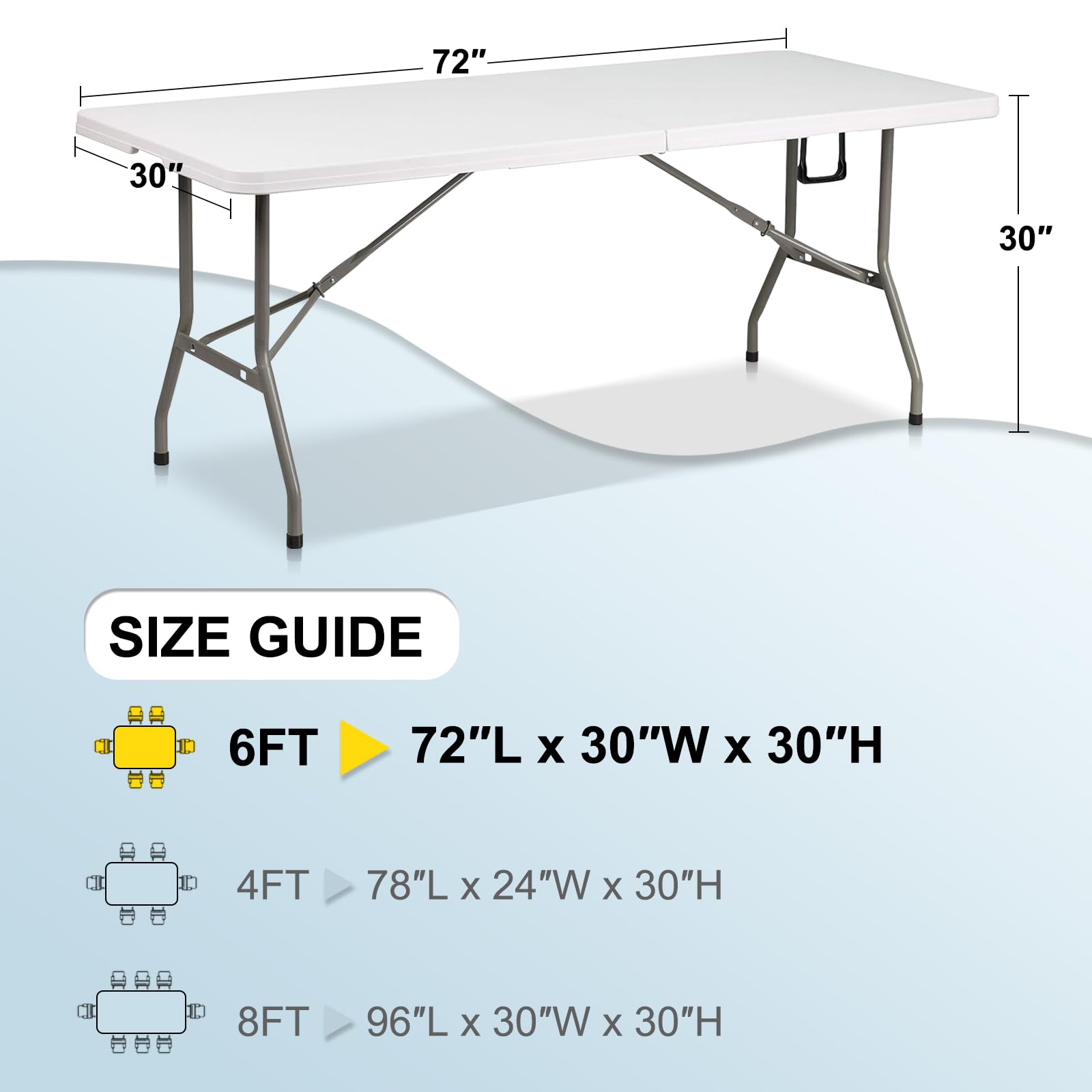 Abccanopy 30+ Colors Spandex Table Cover 6 Ft. Fitted Polyester Tablecloth Stretch Spandex Tablecover-Table Toppers(Open Back Ye
