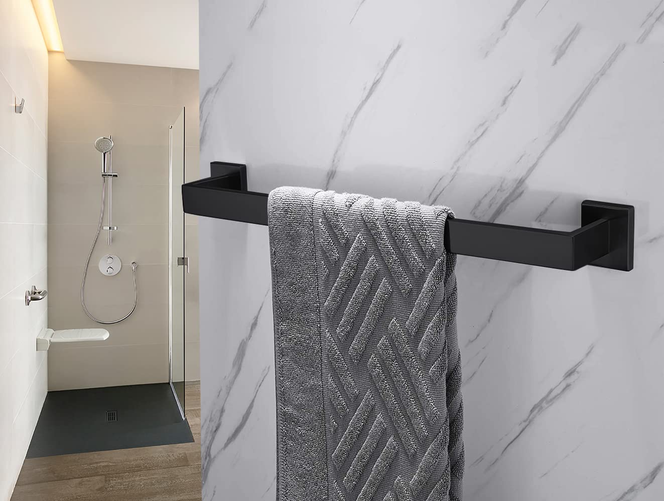 24 Inch Towel Bar For Bathrooms 12/16/24/28/32/36 Inch Stainless Steel 304 Matte Black Towel Holder Modern Square Towel Rod Rust