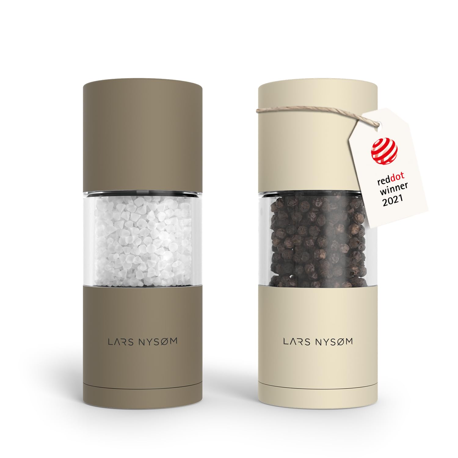 Lars Nysam Salt And Pepper Grinder Set I Salt And Pepper Mills With Adjustable Ceramic Grinder 2 Pieces I Manual Design Spice Gr