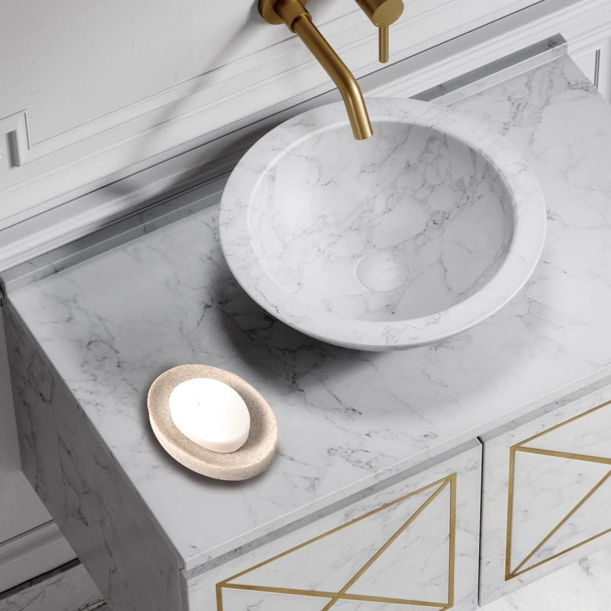 Imeea Soap Dish Resin Soap Tray Soap Holder Sponge Hand Soap Dish Holder For Bathroom Shower Kitchen Sink Counter (Beige)