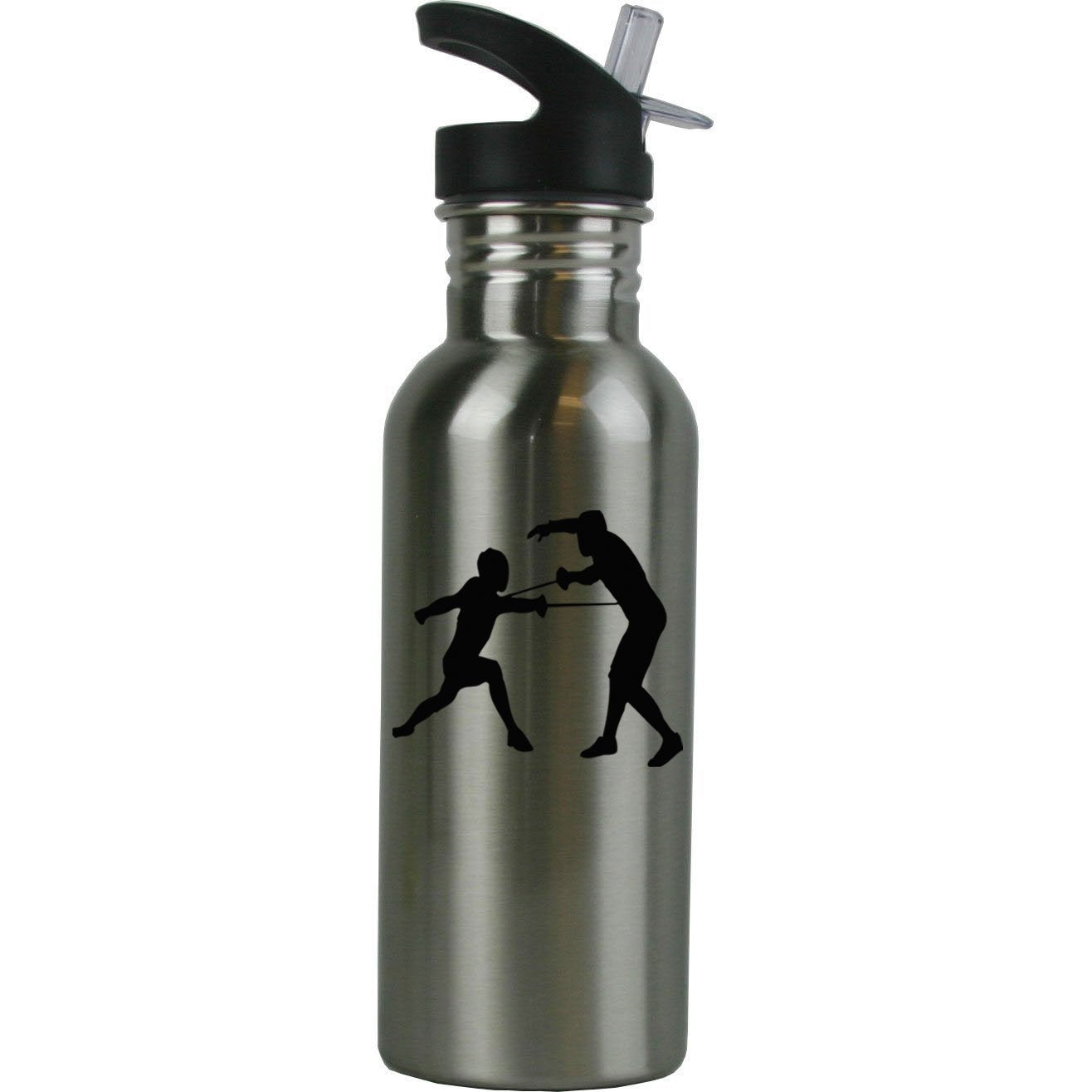 Personalized Custom Fencers, Fencing Stainless Steel Water Bottle With Straw Top 20 Ounce Sport Water Bottle Customizable