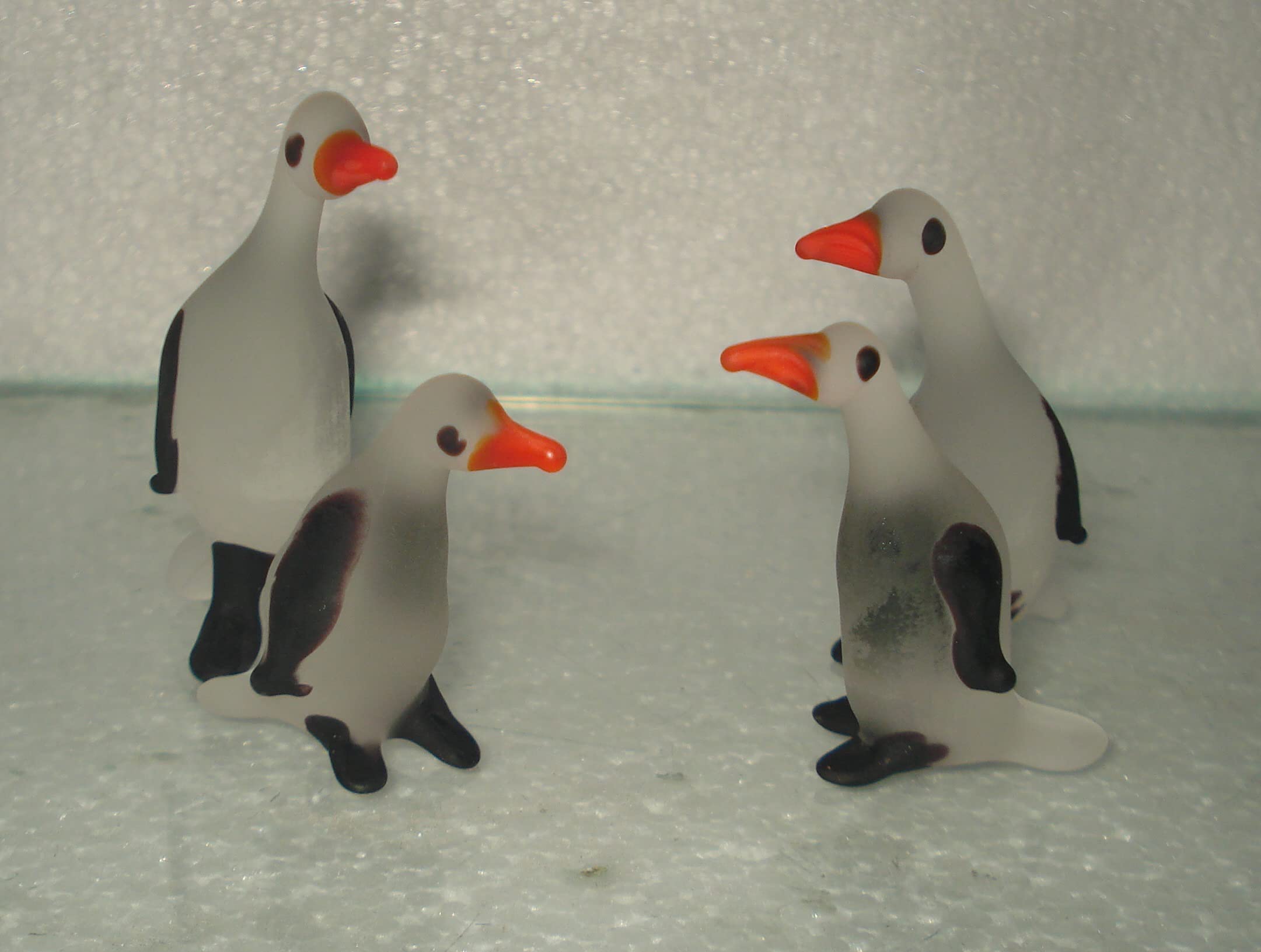 Lpine Glass Figure Green Parropenguin Family 3D View Statue (Bird) Idol Shopiece Handmade Of Crystal Glass By For Home Decor, De