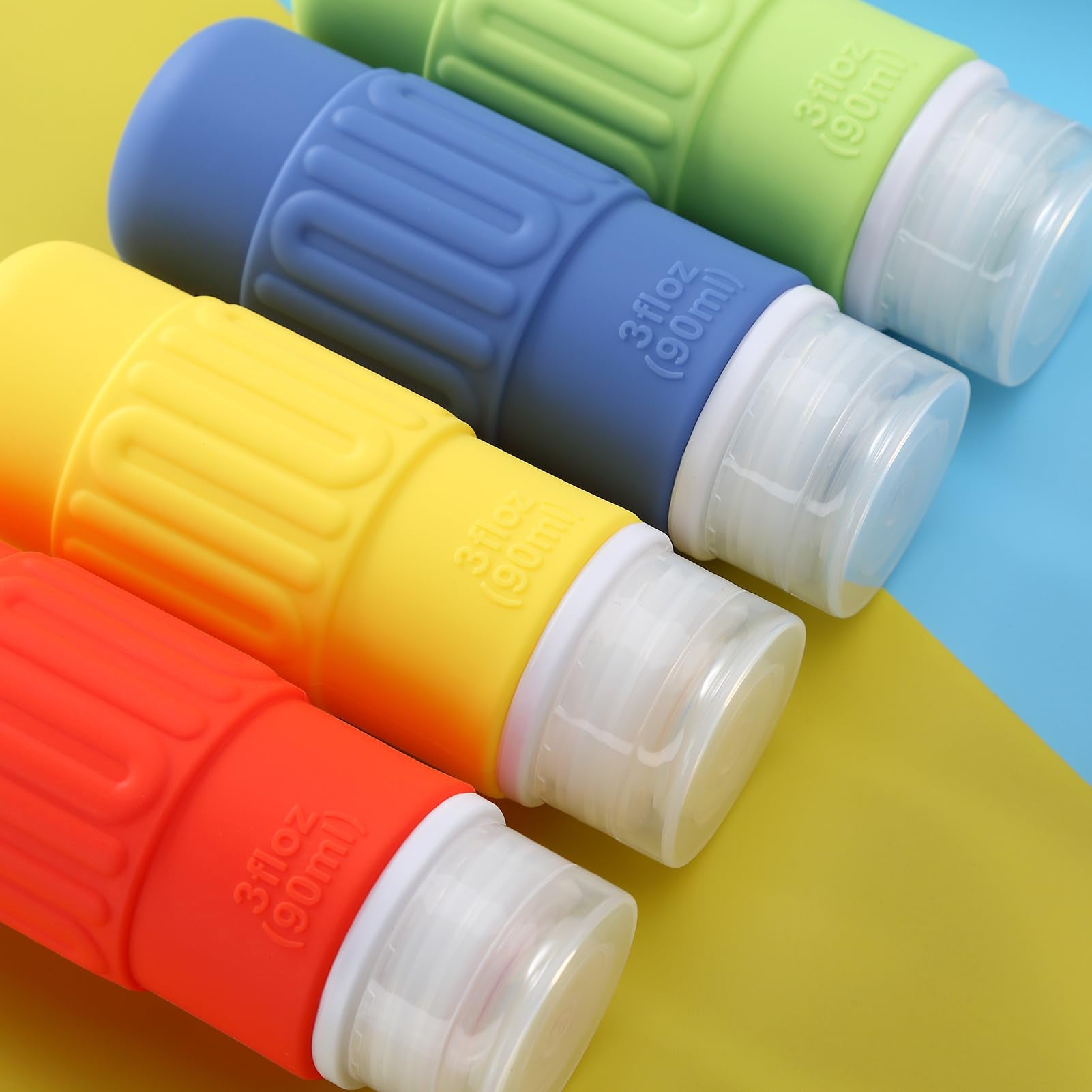 Mrsdry Travel Bottles For Toiletries, Bpa Free Leak Proof Reusable Silicone Bottles, Tsa Approved 3Oz Travel Size Bottles, Trave