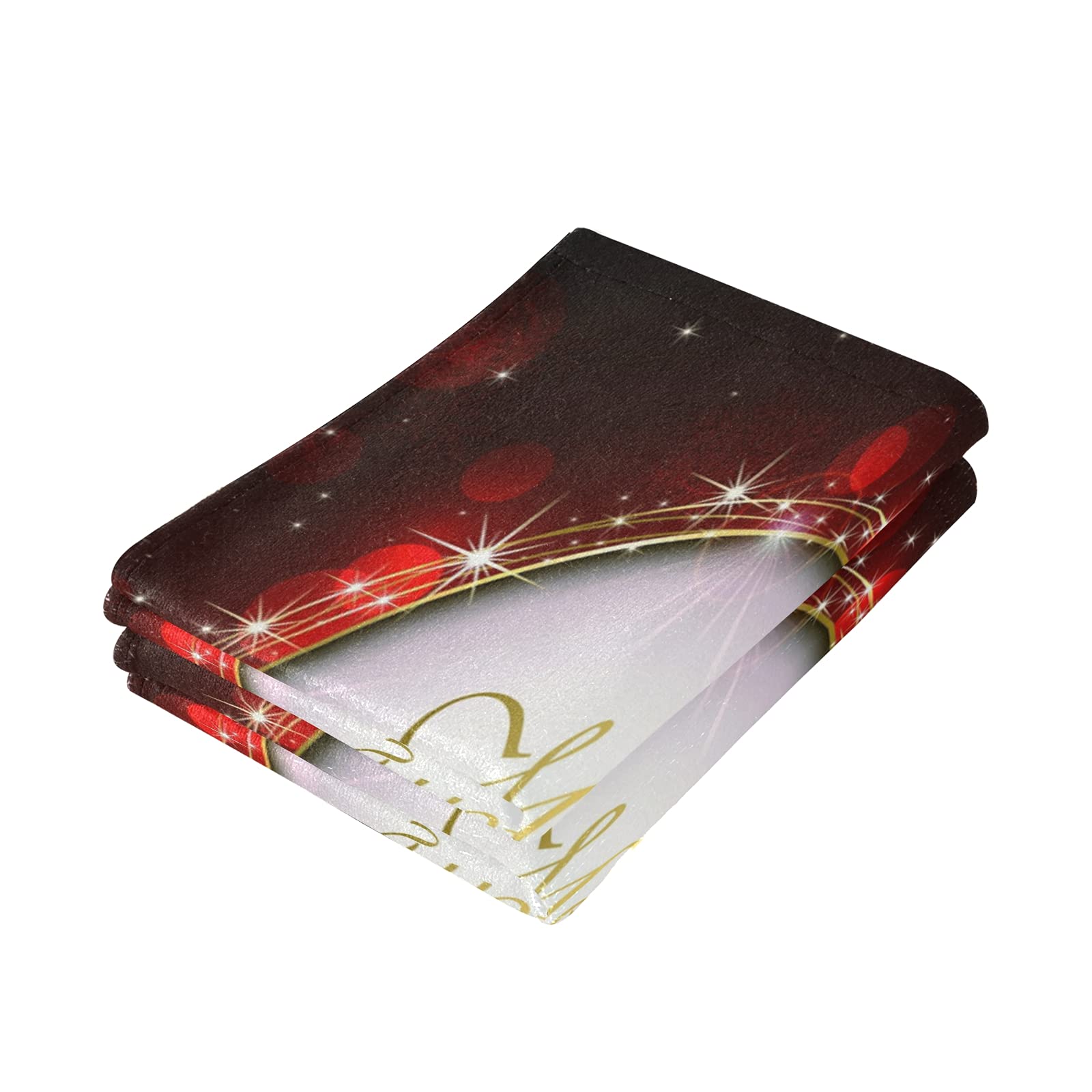 Pfrewn Christmas Bells Bow Hand Towel Set Of 2 Red Snowflakes Golden Glitter Bathroom Towel 16X30 In Soft Absorbent Small Guest