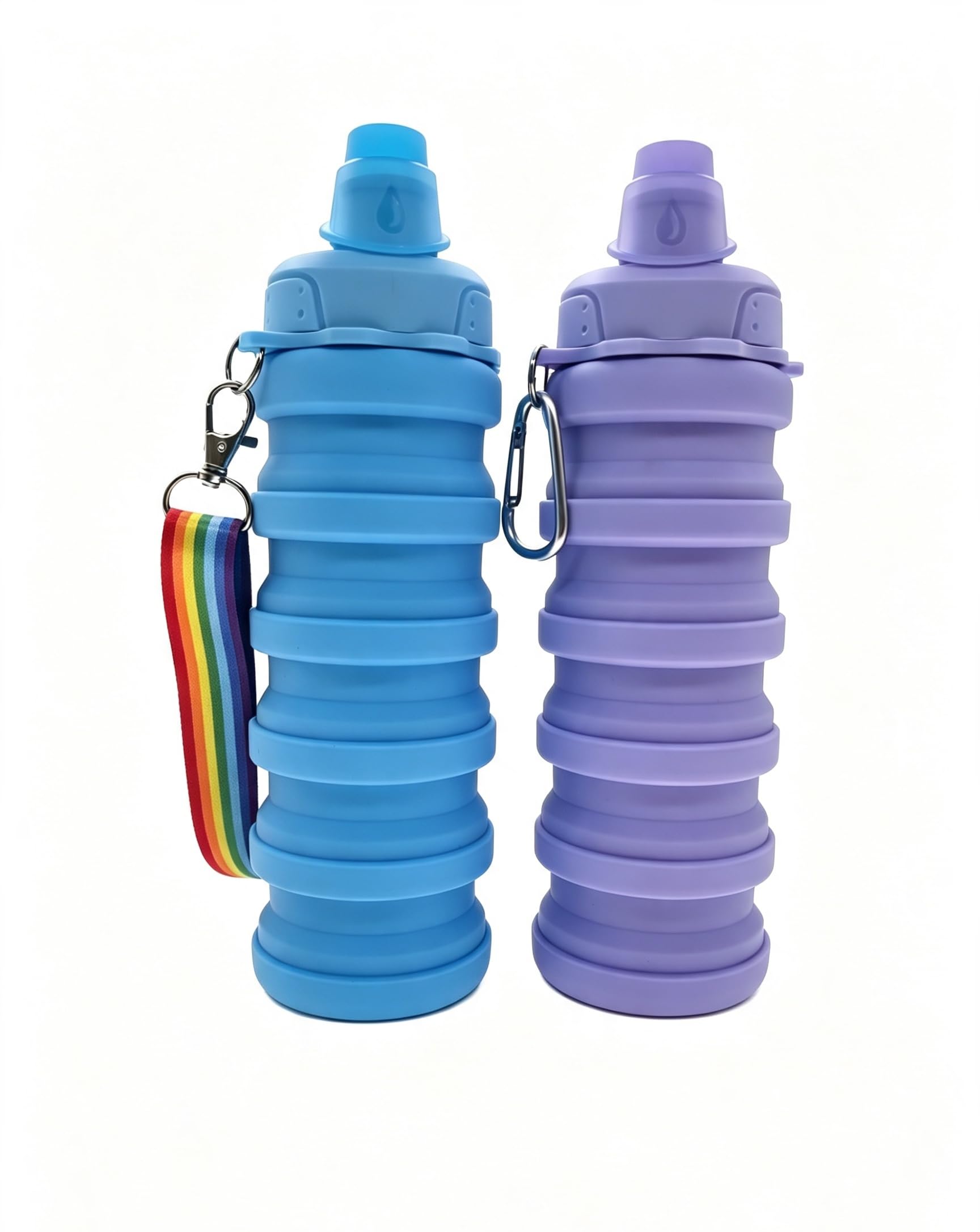Silicone Collapsible Travel Water Bottles17.6oz Blue And Purple, 17.6oz