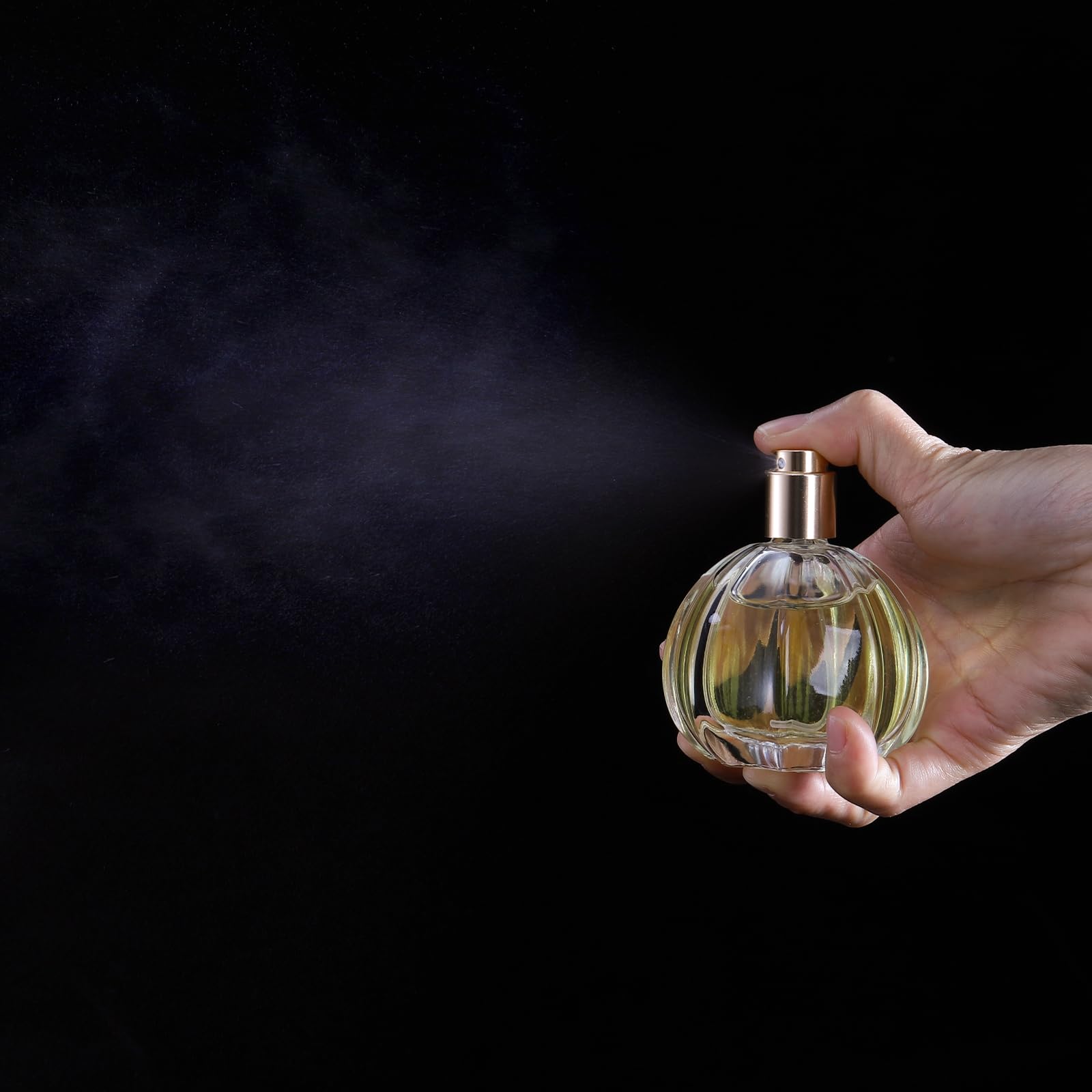 Foraineam 6 Pack 50Ml / 1.7Oz Glass Spray Bottles Pumpkin Shape Refillable Fine Mist Spray Perfume Bottle, Empty Crystal Glass F