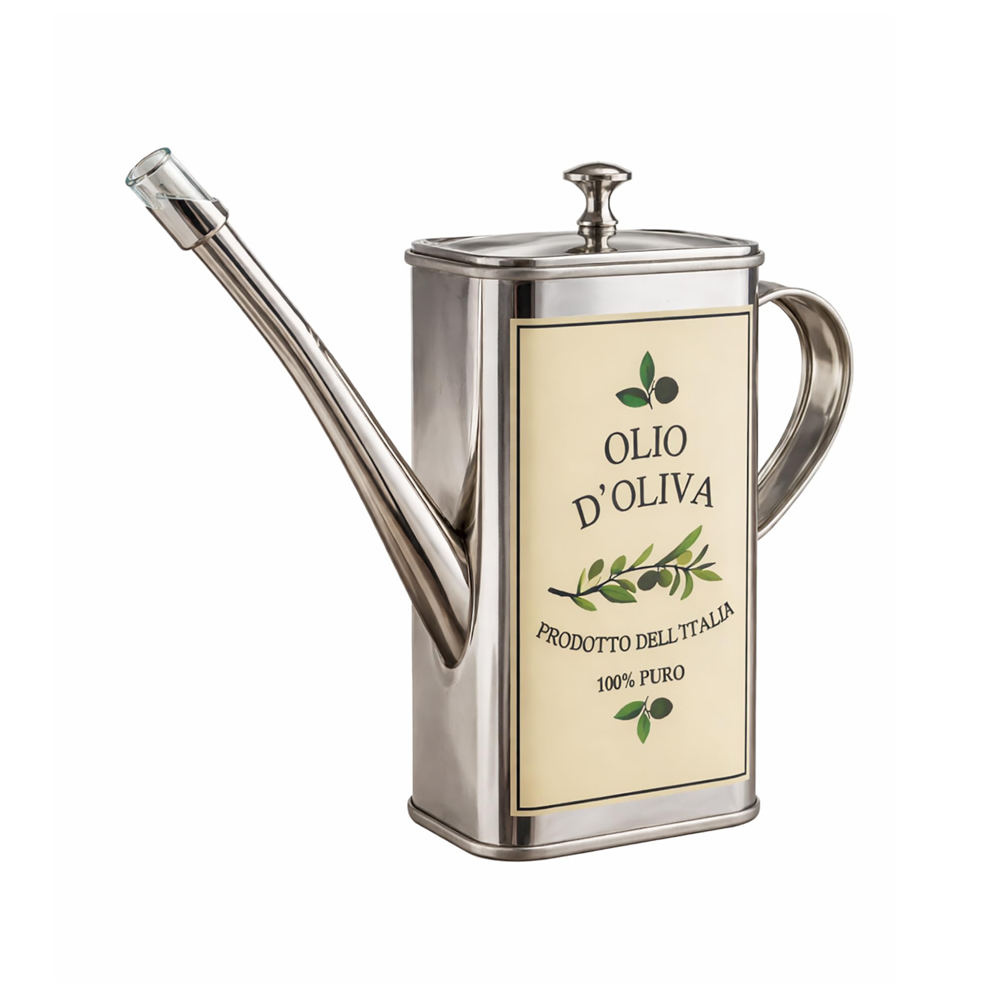 Fox Run Stainless Steel Olive Oil Container, 16oz Italian Olive Oil Bottle
