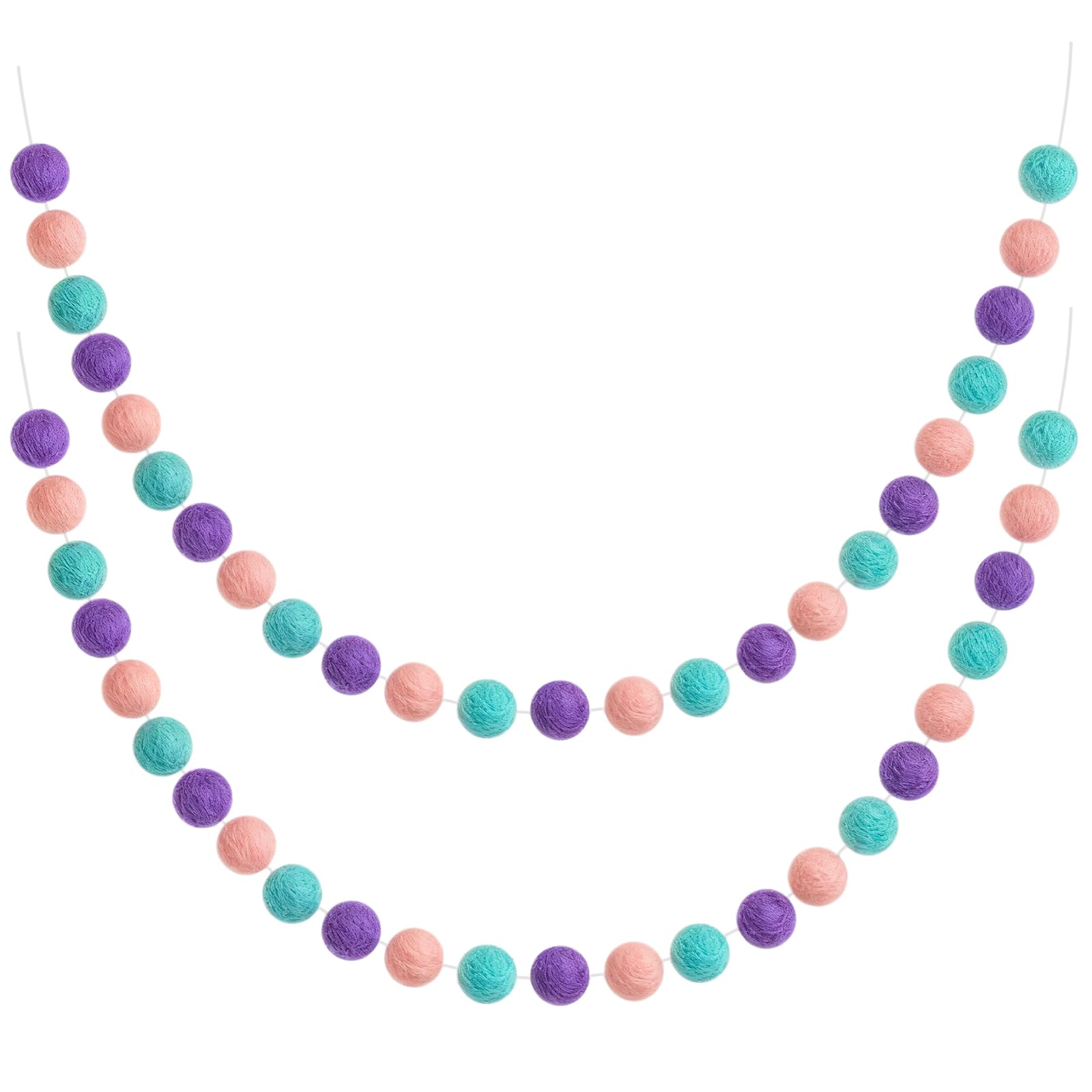 Boao 2 Pieces Wool Felt Ball Garland Colorful Pom Pom Garland Handmade 6.5 Feet Long 24 Balls Felt Banner for Wall Christmas Tre