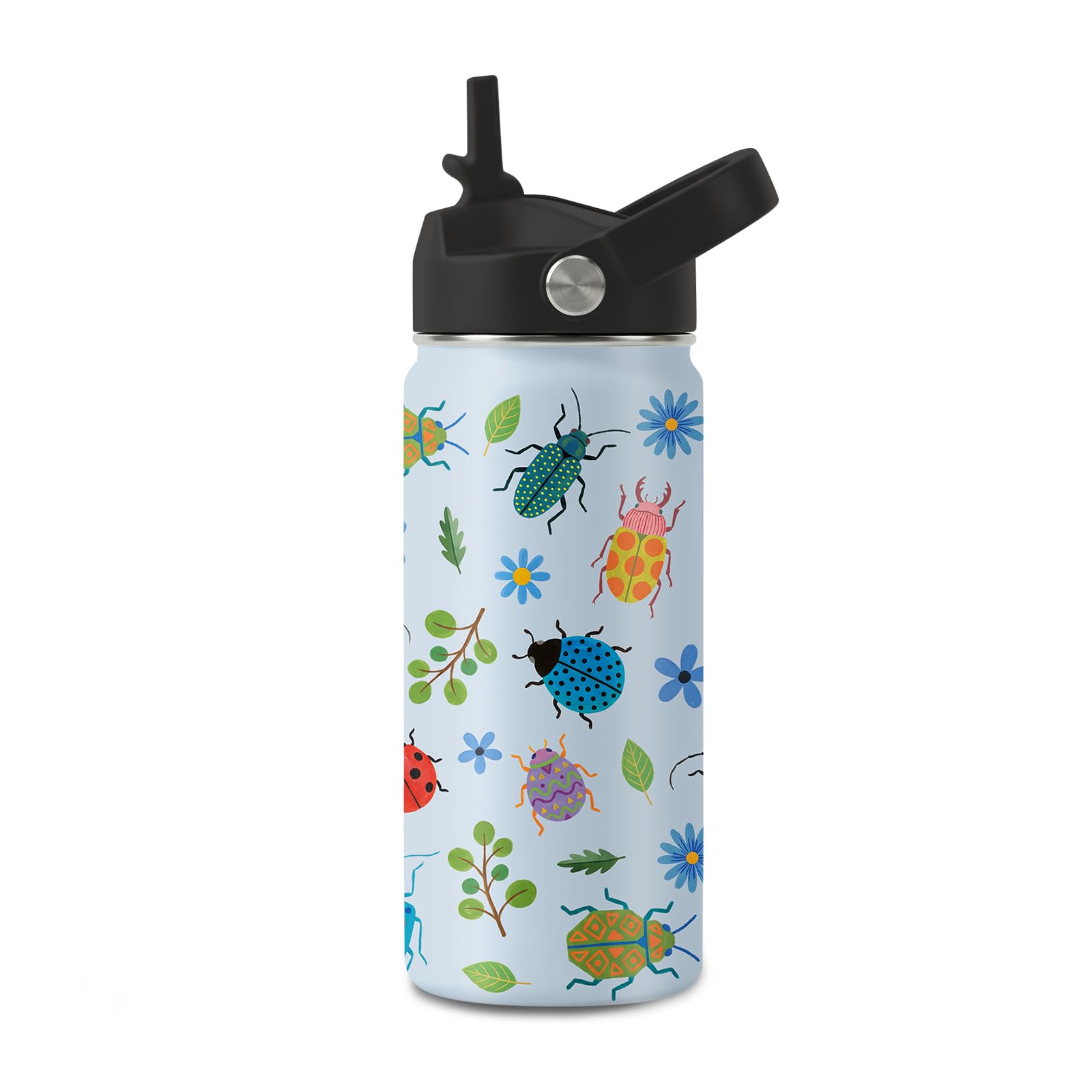 Insect 16oz Water Bottle with Handle & Straw, Insect Tumbler for Girls Boys