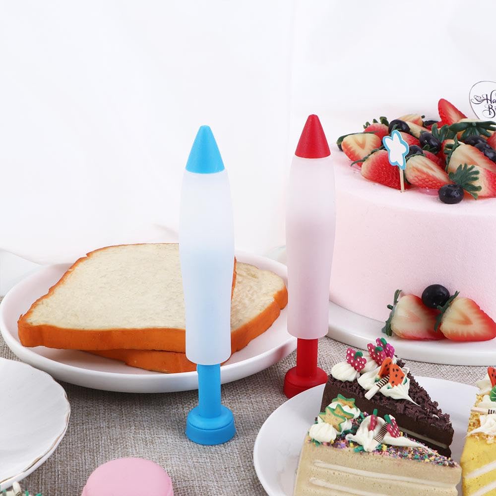Cake Icing Pen 4Pcs Reusable Silicone Food Writing Pen Cookie Piping Nozzles Milking Grease Pen Cake Chocolate Decor Tools Diy K