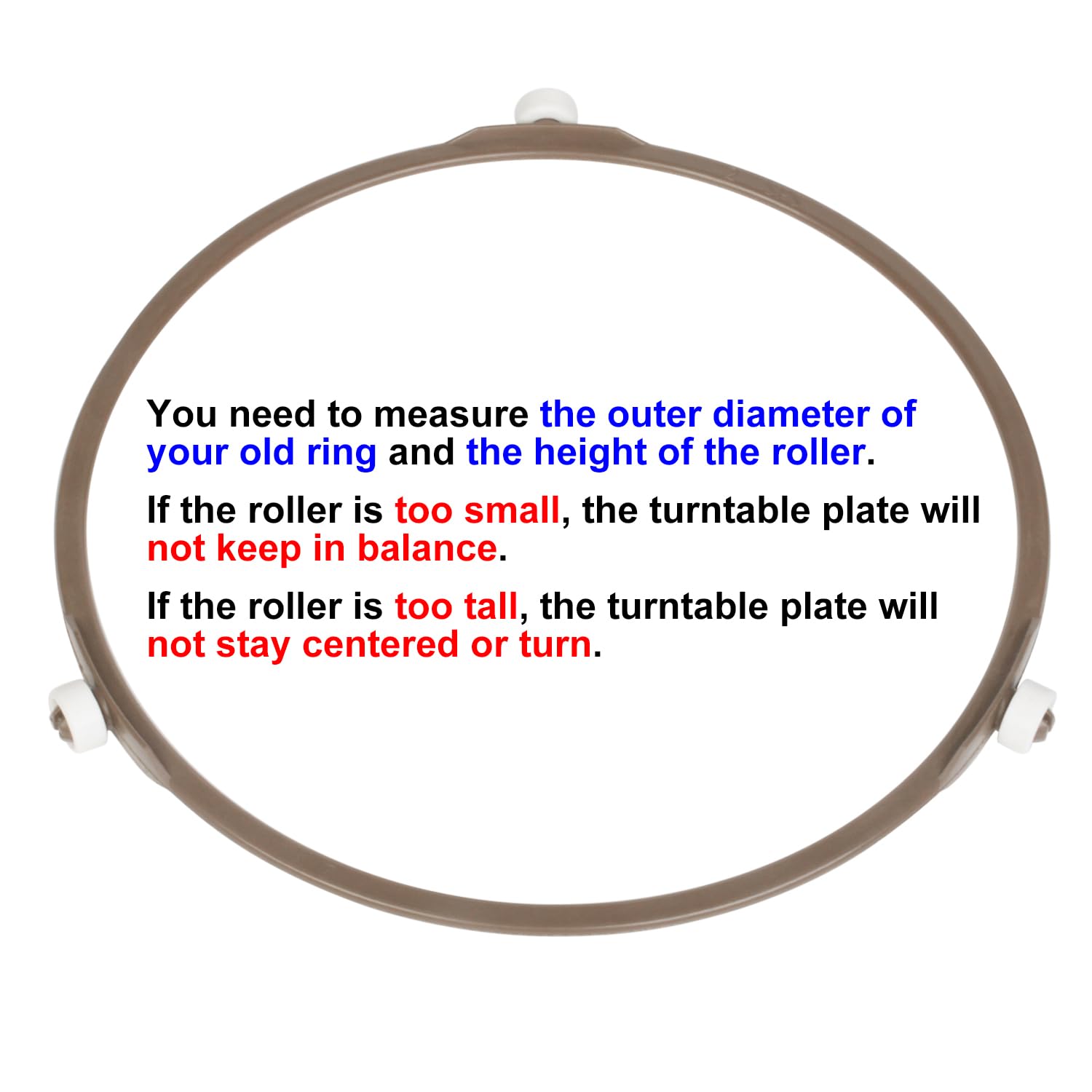 Jolaxy 7'' Microwave Turntable Ring with 12 mm Rollers  Microwave Oven Tray Support  Glass Plate Rotating Roller Ring  Ring Outer Diameter 7 inches (17.8 cm)  Roller Height 12 mm