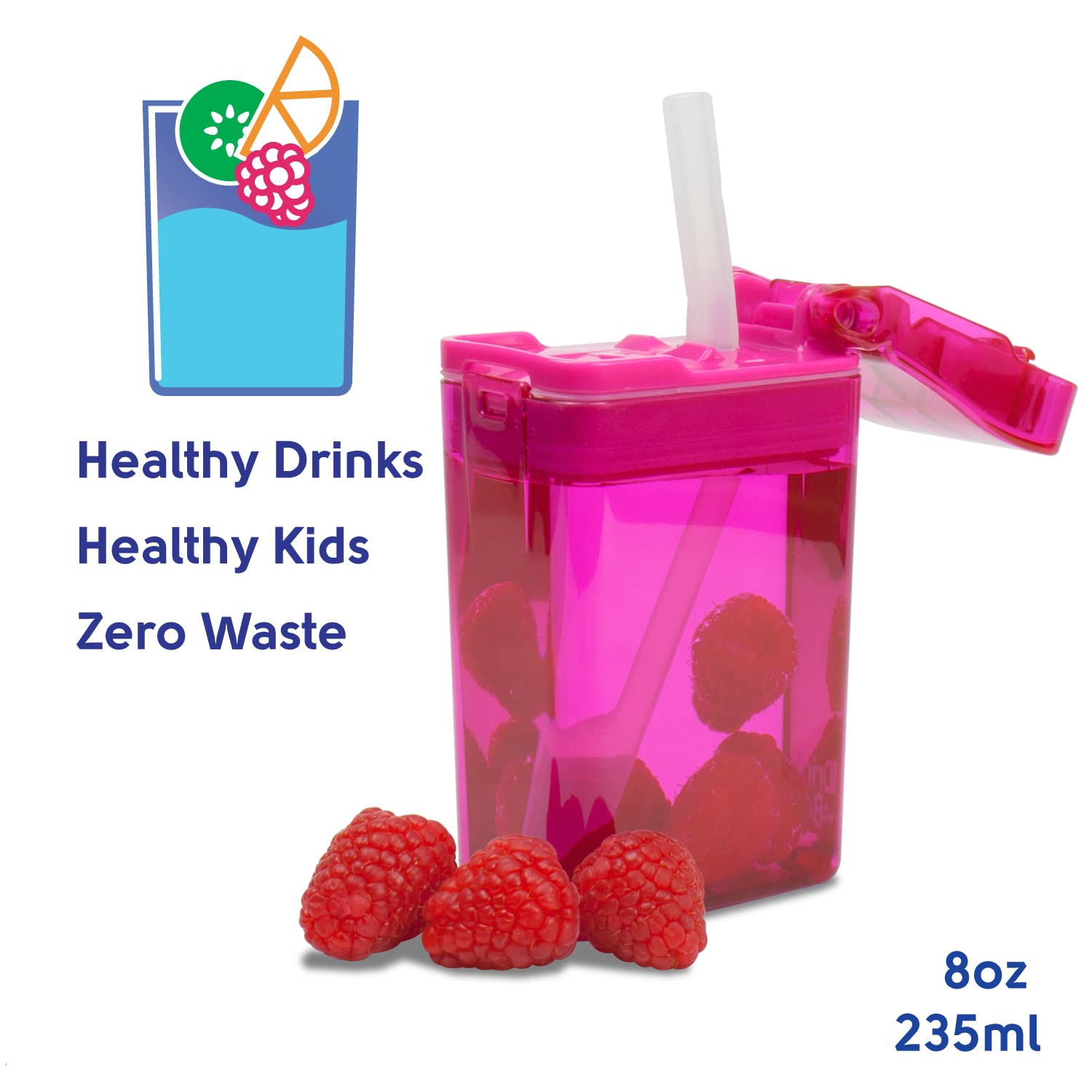 Precidio Design New 2022 Drink In The Box Eco-Friendly Reusable Drink Container, 8Oz (Pink) 1008Pk