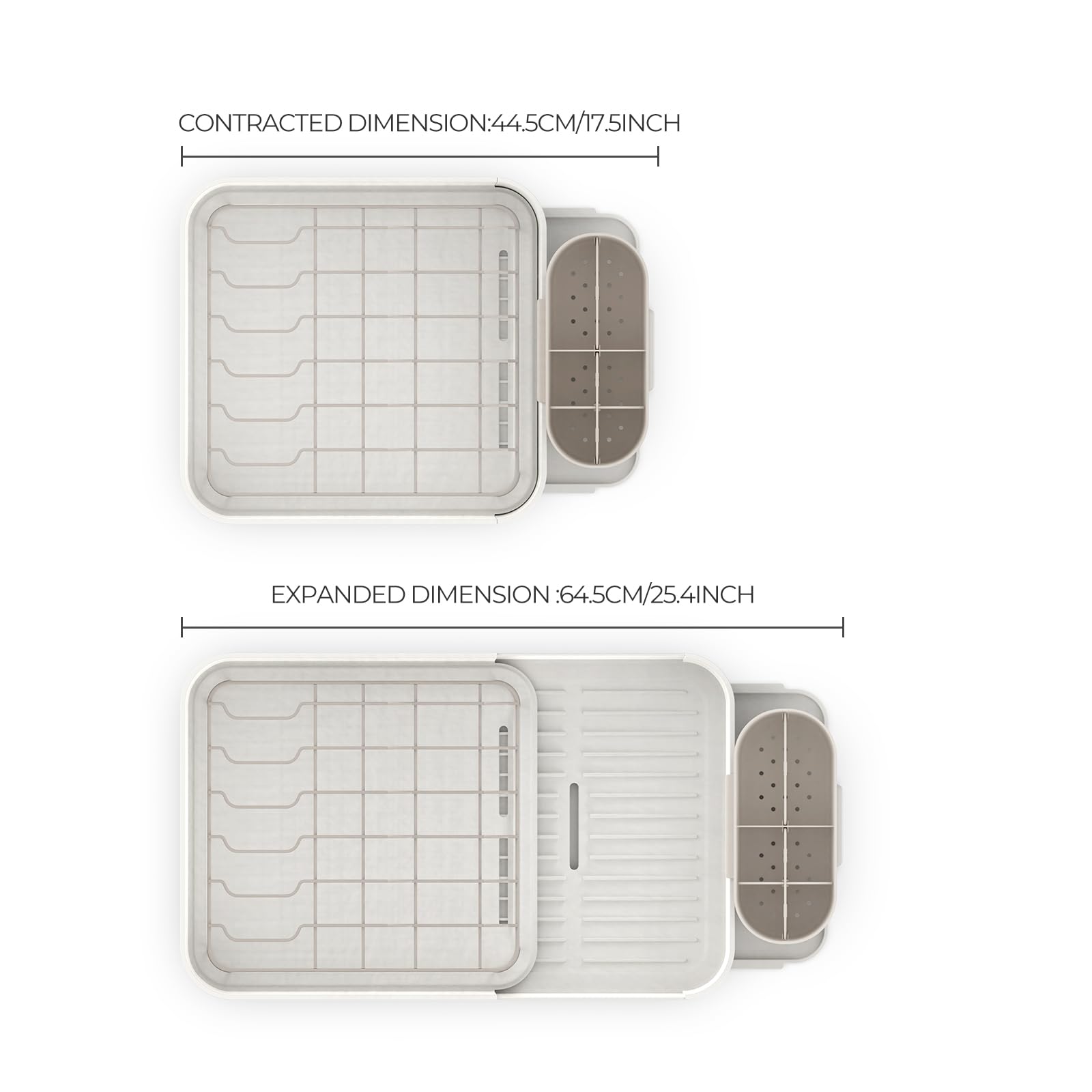 Zuutii Dish Drying Rack With Drainboard,Expandable(17.5-25.4'') Large Dish Rack,Sink Dish Drainer With Utensil Holder,Dish Rack