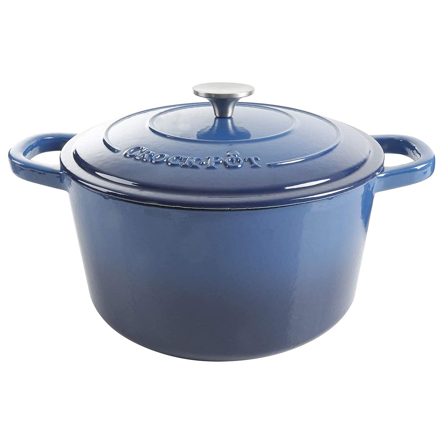 CrockPot Artisan Round Enameled Cast Iron Dutch Oven, 7Quart, Sapphire Blue