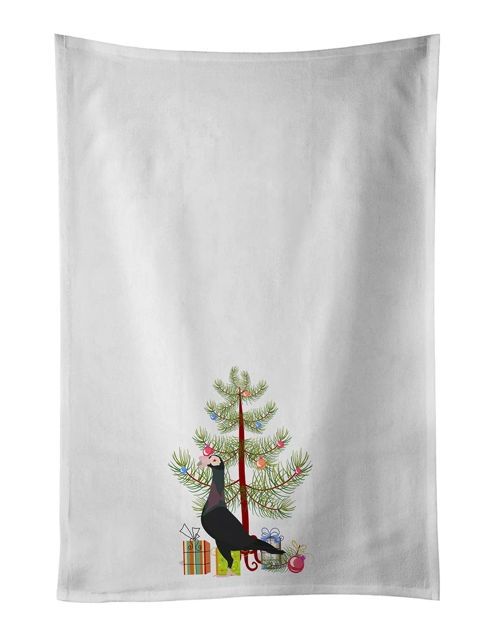 English Carrier Pigeon Christmas White Kitchen Towel Set of 2