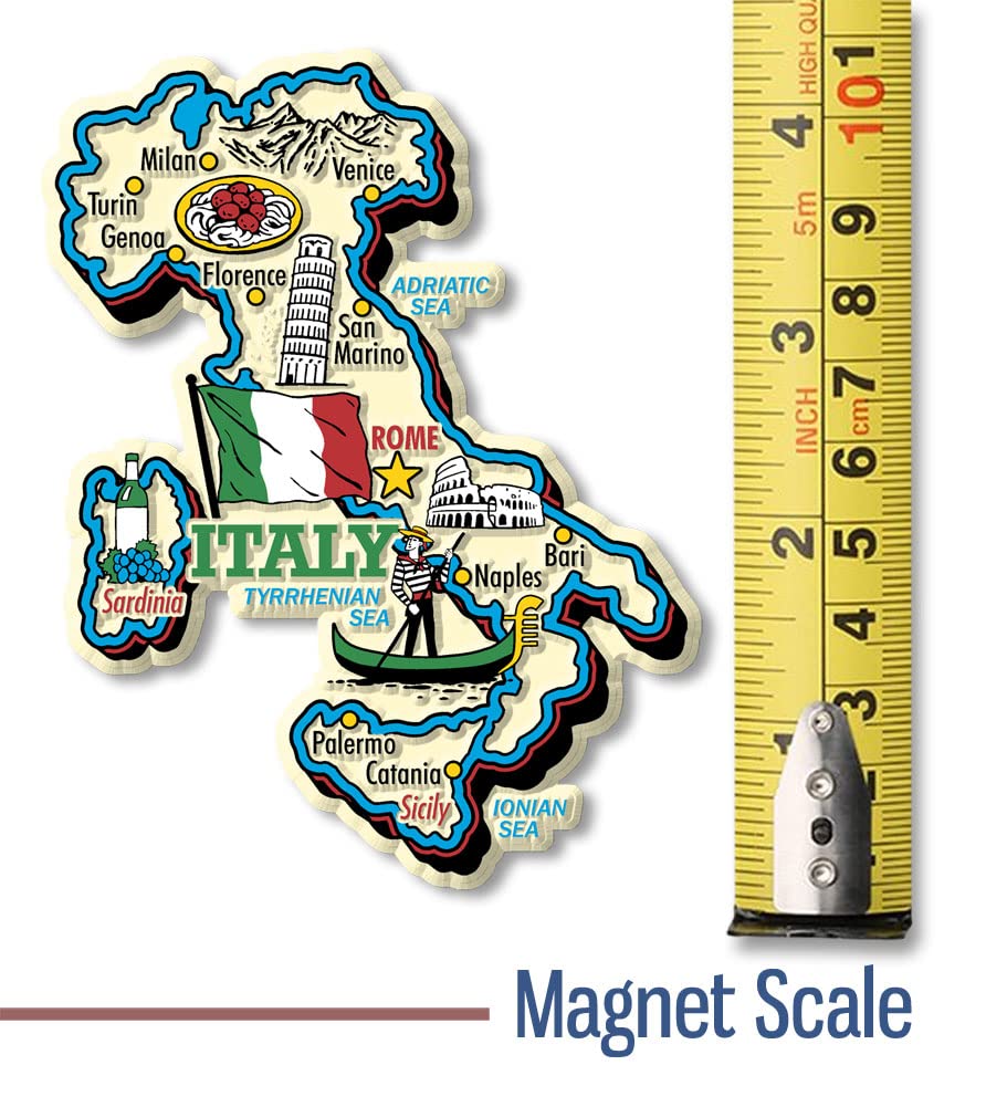 Italy Jumbo Country Map Magnet By Classic Magnets, Collectible Souvenirs Made In The Usa