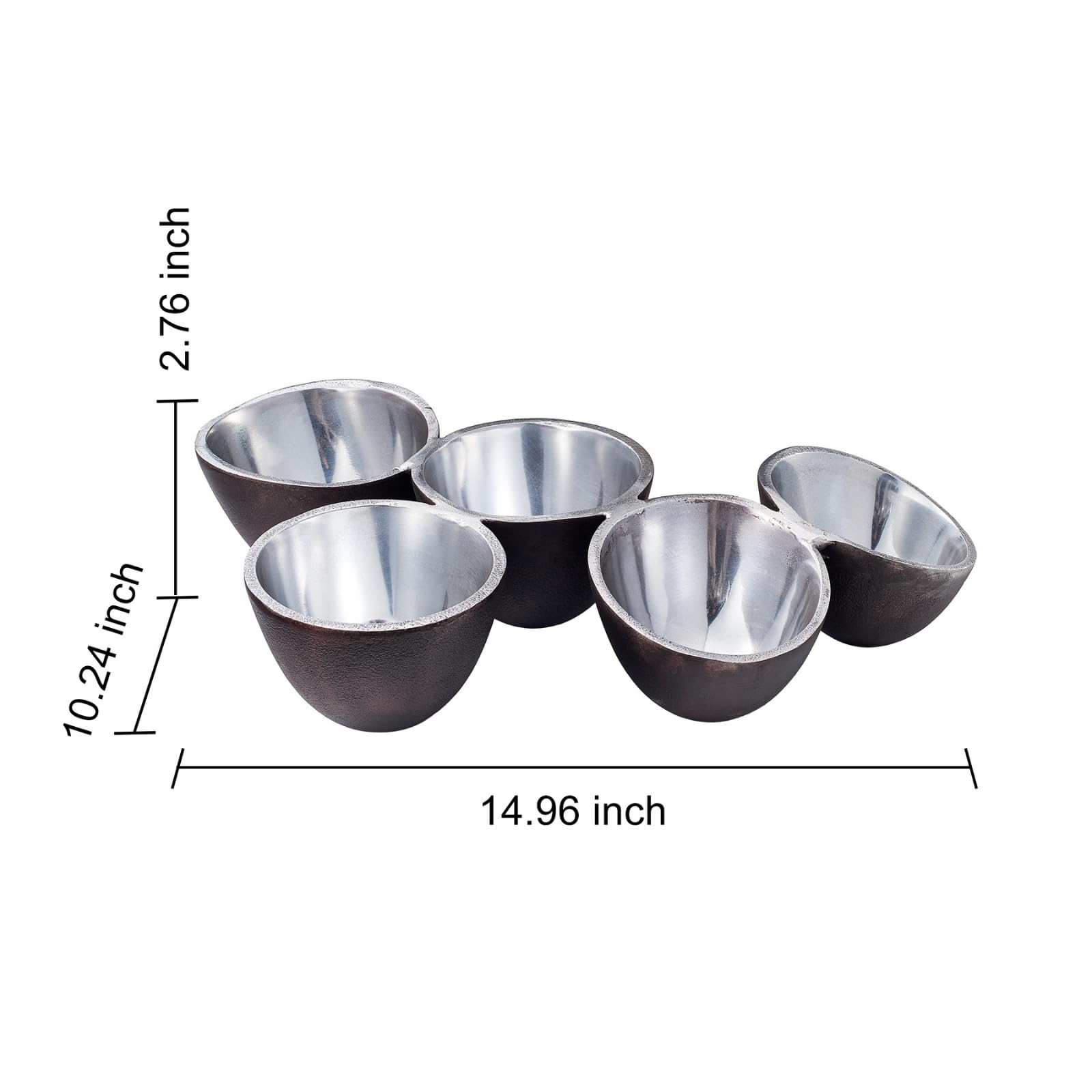 5 Bowl Organic Set – Modern Multi Section Serving Dish | Bowls for Snacks Salads Fruits Desserts