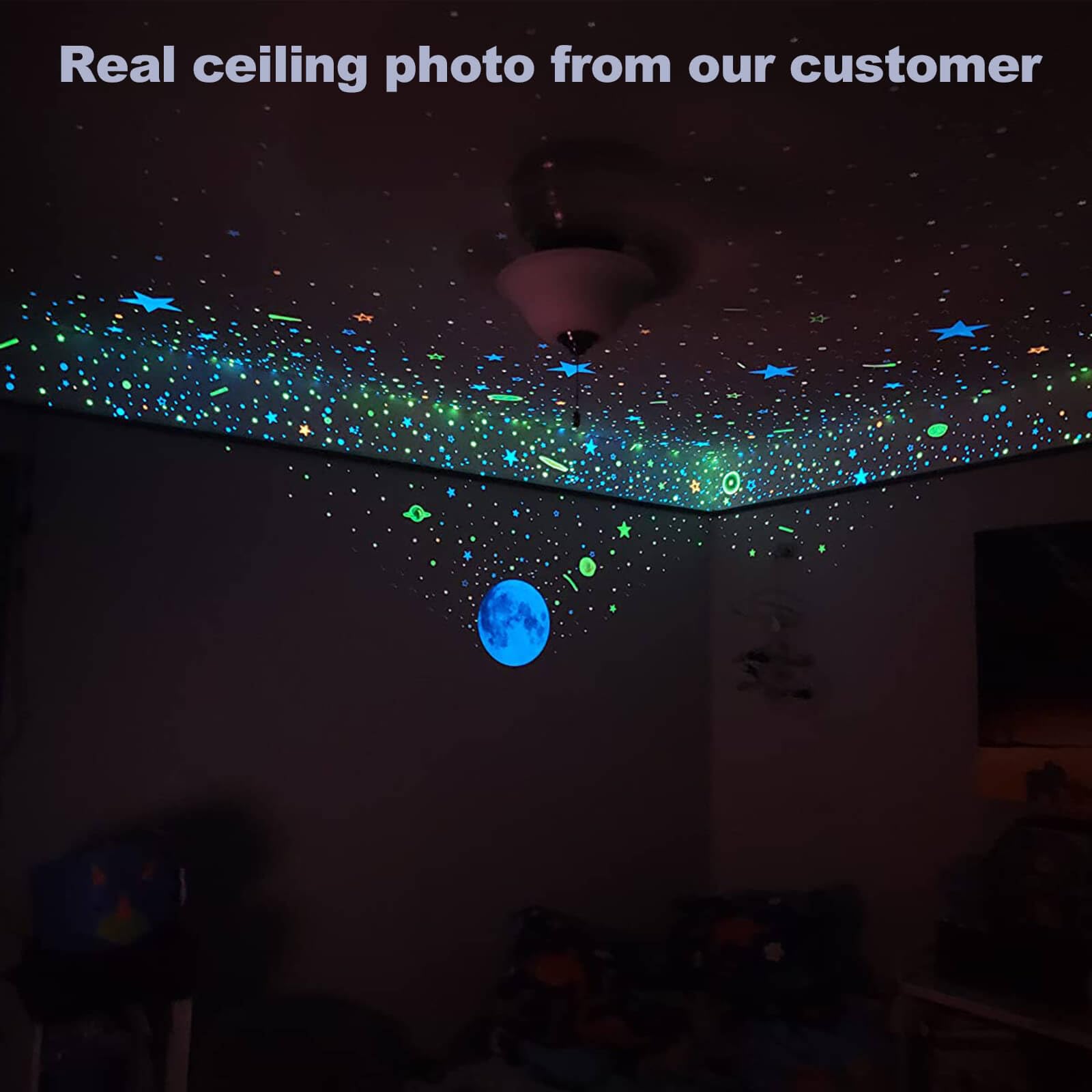 Glow In The Dark Stars Decals Decor For Ceiling 633 Pcs Realistic 3D Stickers Starry Sky Shining Decoration Perfect For Kids Bed