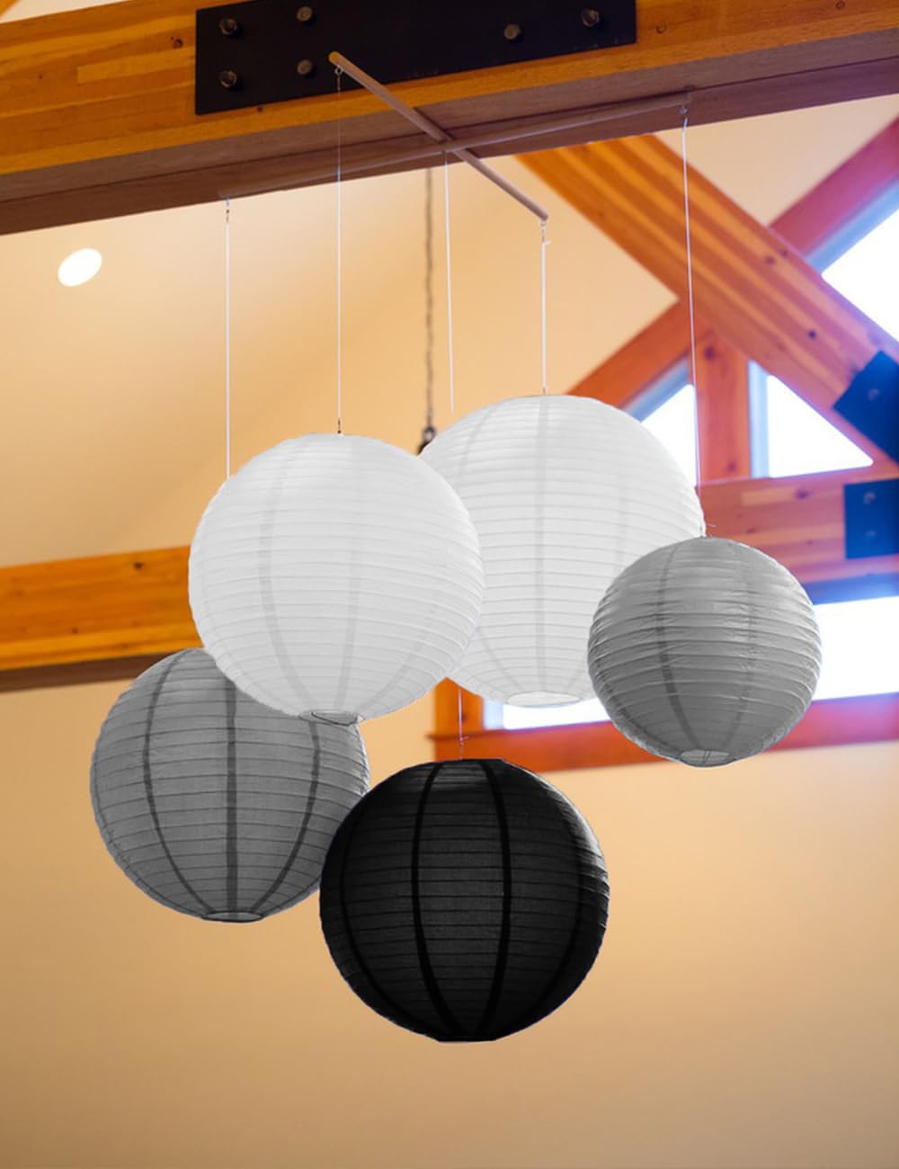 Green Round Paper Lanterns 8in/10in/12in(Total 6 PCS) Decor Hanging Green Paper Lanterns Chinese Lanterns Japanese Lanterns for