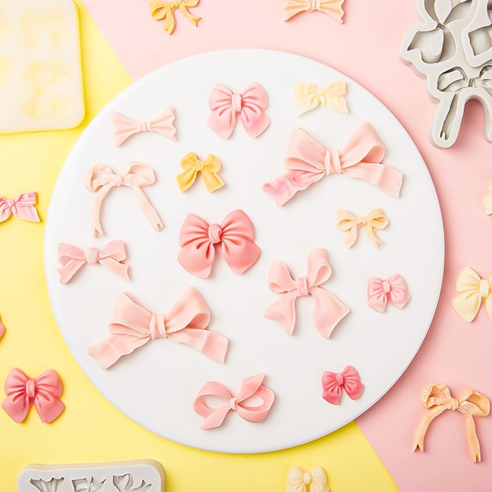 2Pcs Bow Biscuits Maker Prevent Stick Odorless Flexible Silicone Cartoon Bow Knot For Diy Cupcakes Chocolate Cake Craft Tool