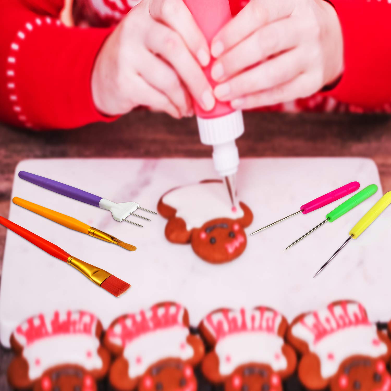 15 Pieces Cake Decorating Tool Set Cookie Decoration Brushes Cookie Scriber Needles Sugar Stir Needle For Cookie Cake Fondant De