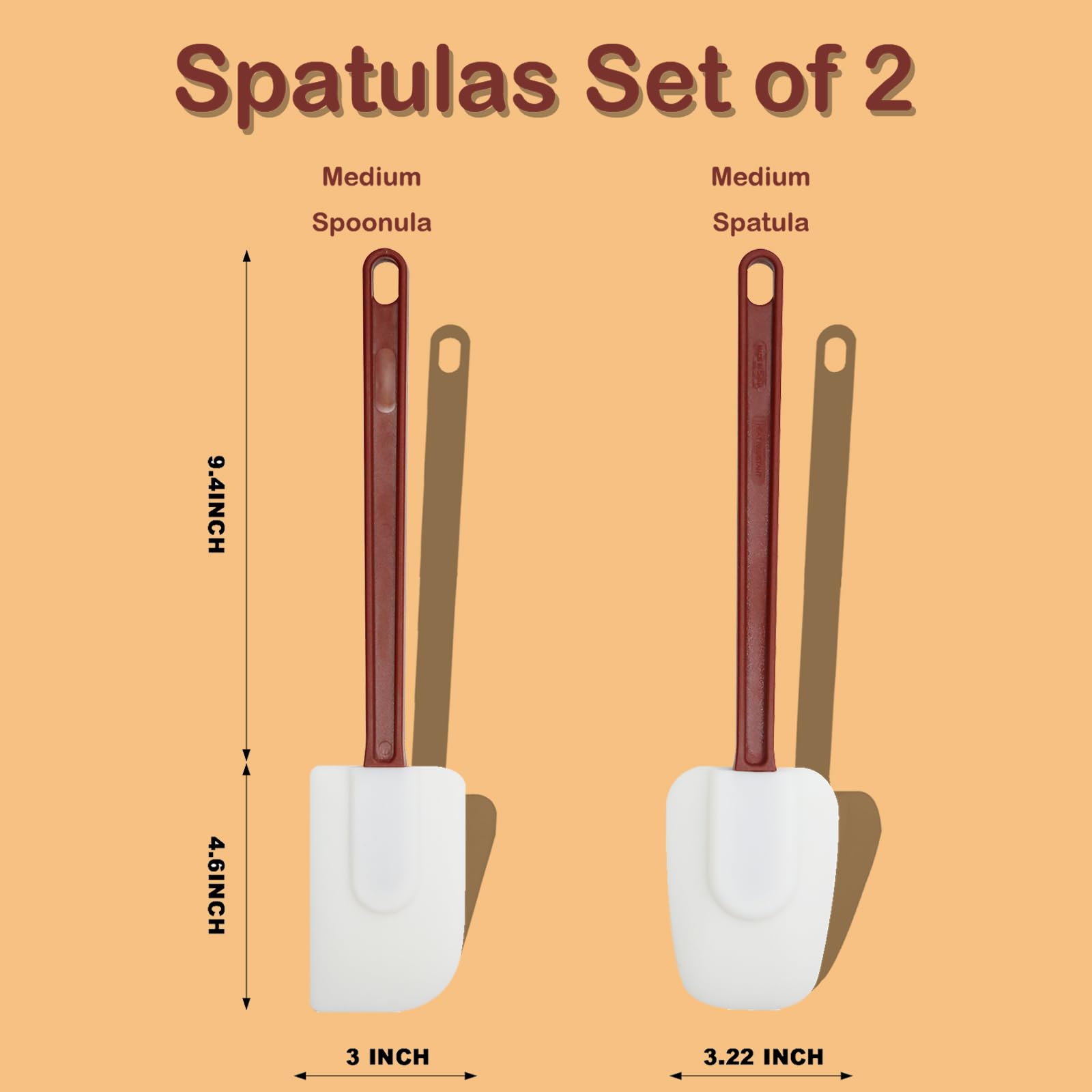 Ksifjrto Silicone Spatulas Heat Resistant.Commercial Spatula For Cooking.Heavy Duty Rubber Spatulas.Silicone Spatula Set Of 2 (1
