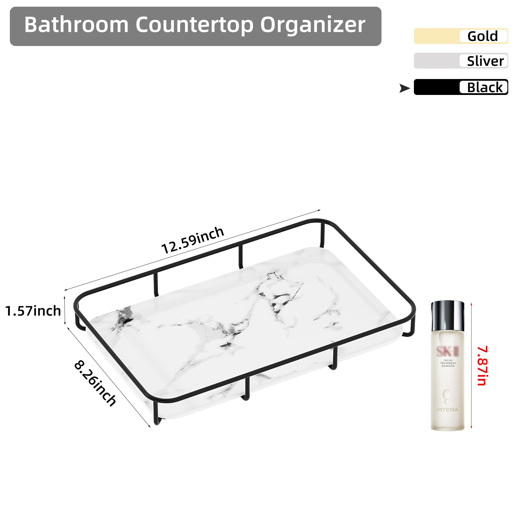 Dobbyby Vanity Tray Makeup Organizer Cosmetics Storage Bathroom Skincare Organizer Countertop Display Rack In Dresser Stainless