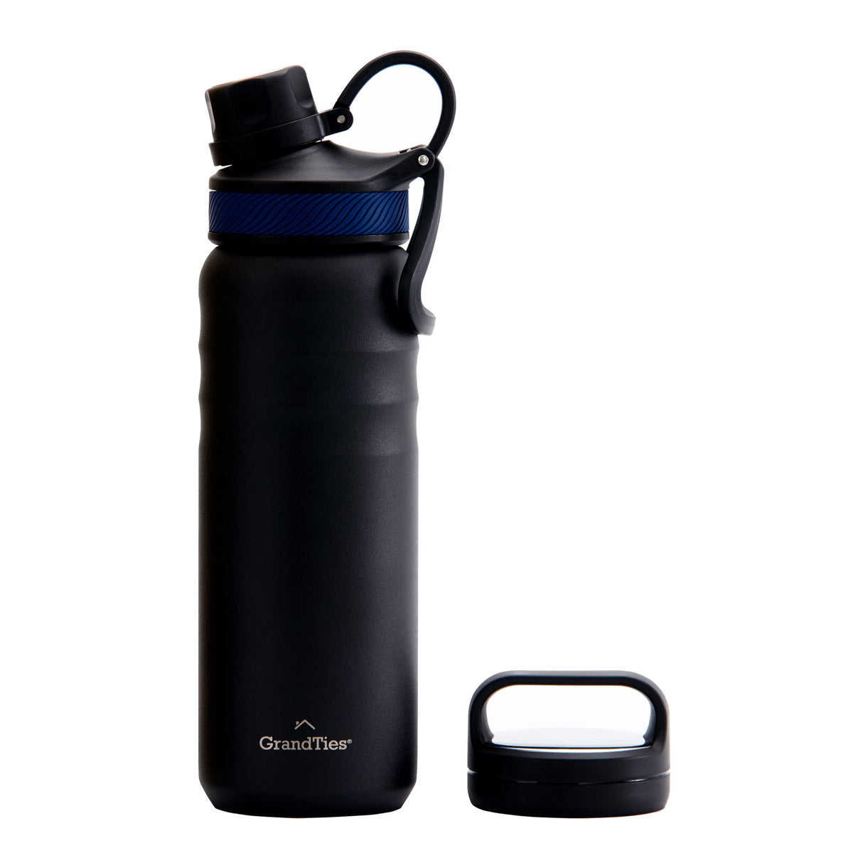 Grandties 2 Lids Sports Stainless Steel Water Bottle- 24Oz, Reusable Wide Mouth Vacuum Insulated Water Bottles, Travel Metal Can